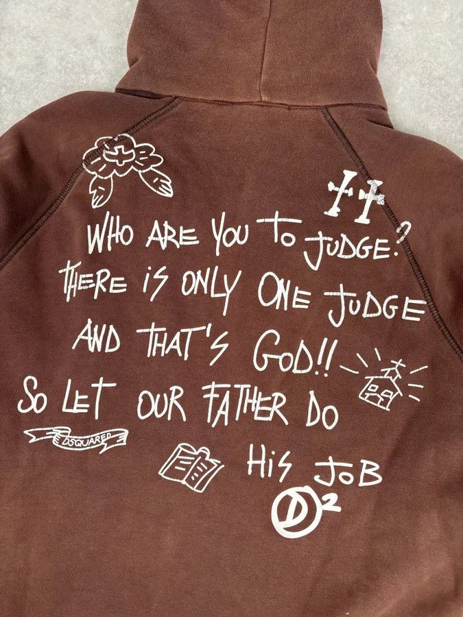 Dsquared2 2000s Dsquared2 Brown Cotton Graffiti Logo Zip Hoodie Size US L / EU 52-54 / 3 - 8 Thumbnail