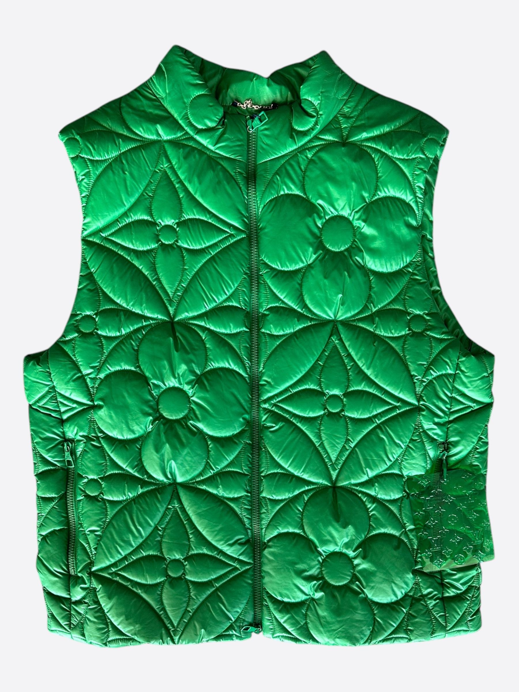 Louis Vuitton Louis Vuitton Green Flower Monogram Puffer Vest Size US XXL / EU 58 / 5 - 1 Thumbnail