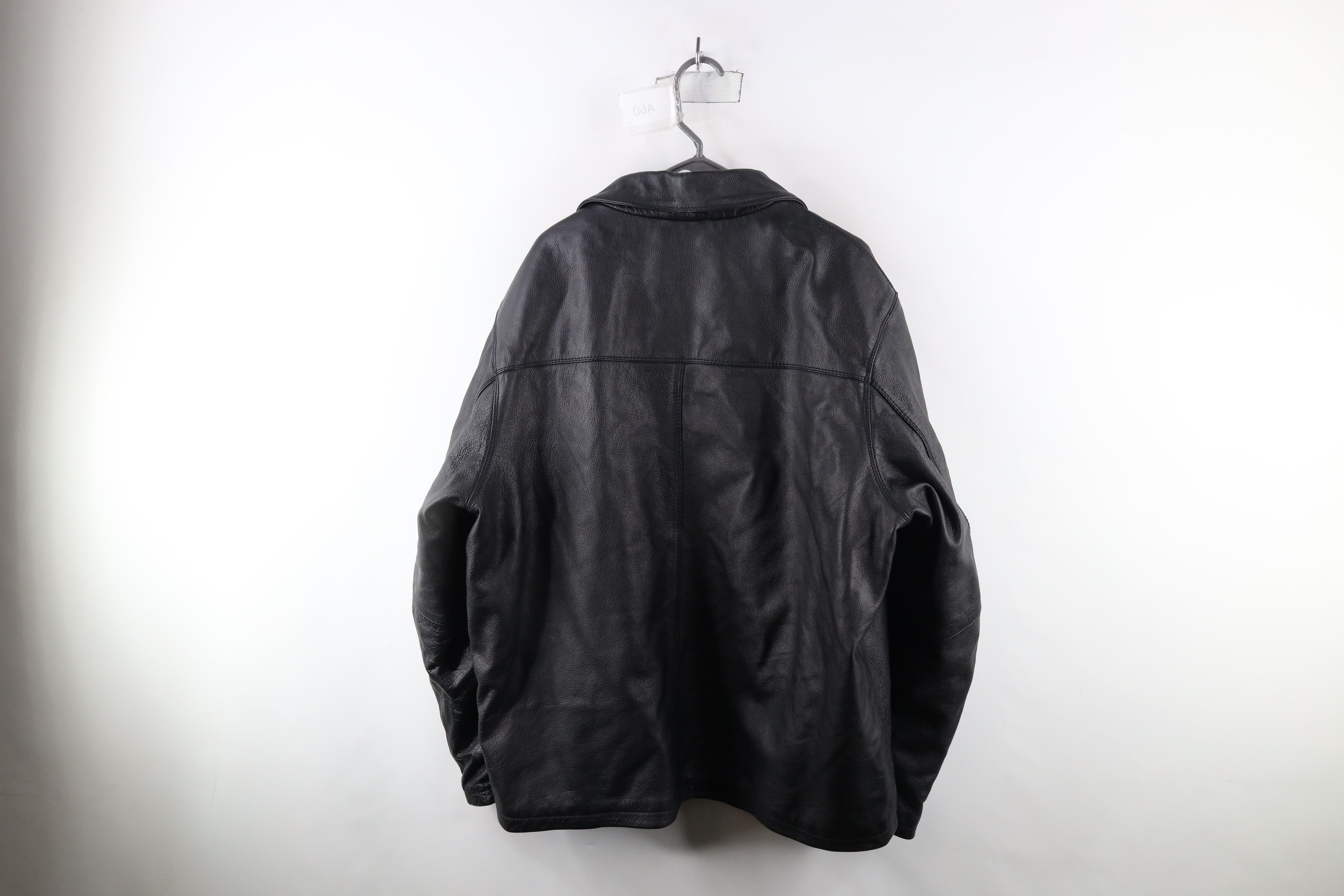 Vintage Vintage 90s Streetwear Lined Leather Bomber Jacket Black Size US XL / EU 56 / 4 - 12 Thumbnail