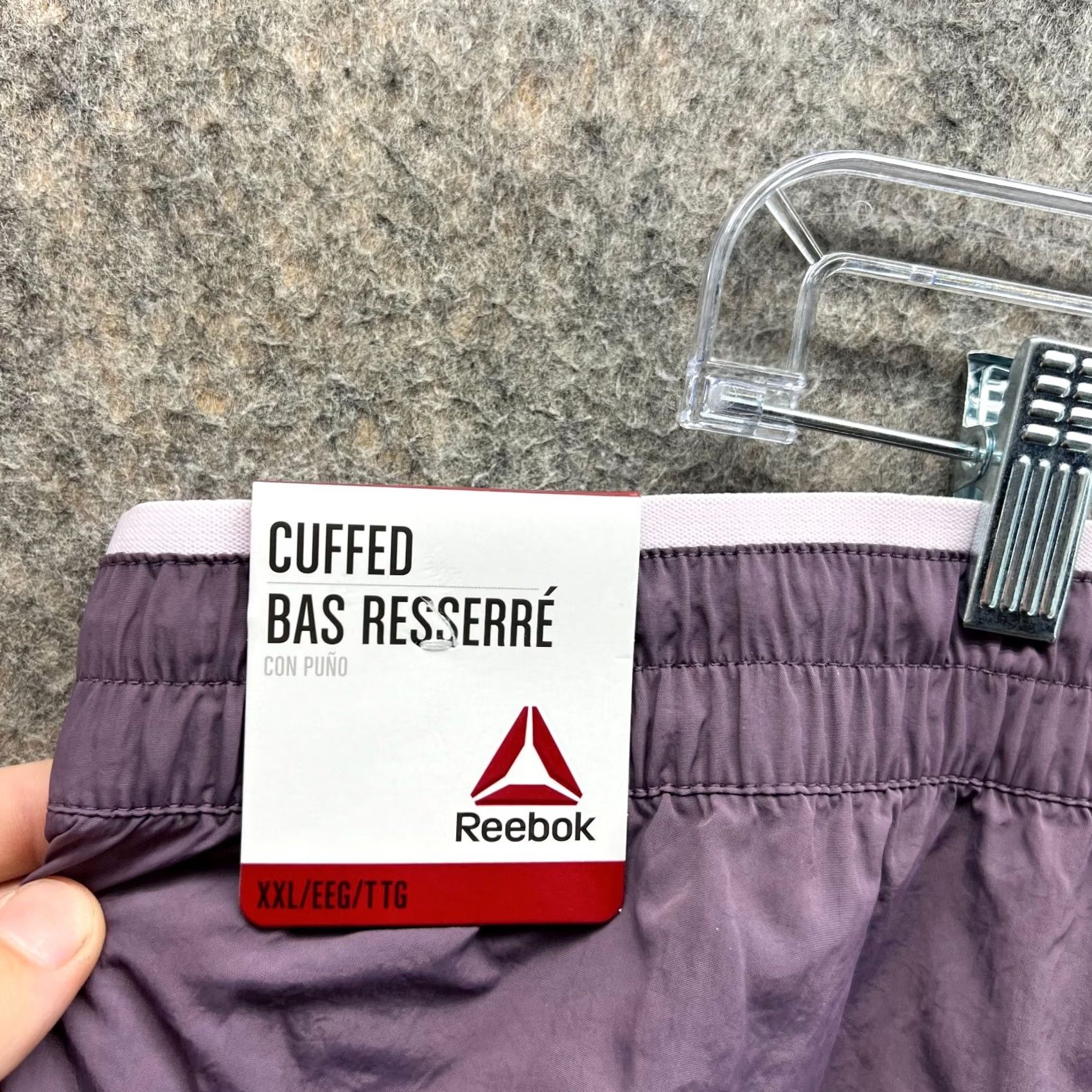 Reebok VINTAGE Reebok Pants Men 2XL Purple Focus Track Nylon Sweat Cuffed New Size US 39 - 5 Thumbnail