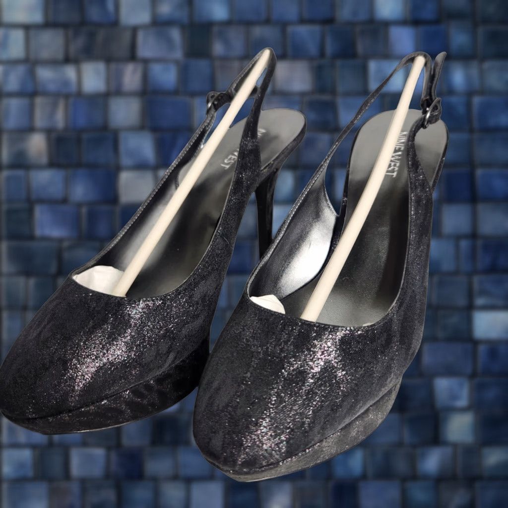 Nine West Nine West Women's Cozelle Fabric Platform Pump Black/Silver 8.5 M Animal Print Size US 9 / IT 39 - 1 Thumbnail