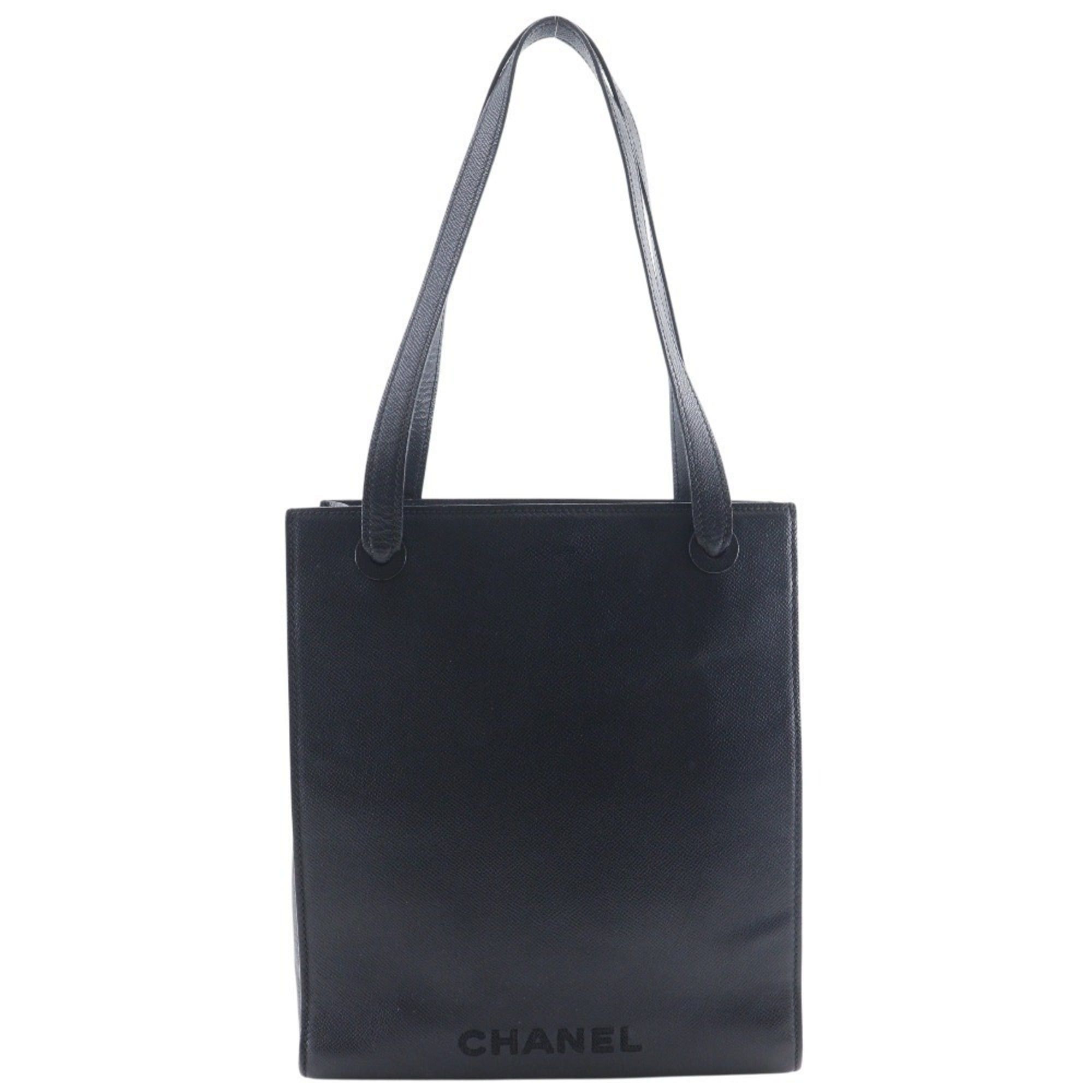 Chanel Chanel logo tote bag, caviar leather, black, A4 size, magnetic closure, women's. Size ONE SIZE - 1 Thumbnail