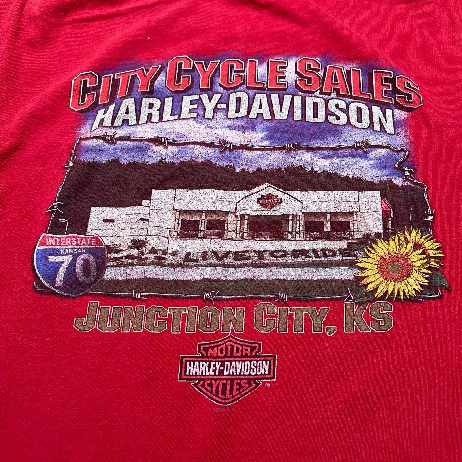 Harley Davidson Vintage Harley-Davidson red t-shirt Sz M/L City Cycle Sales Size US L / EU 52-54 / 3 - 6 Thumbnail