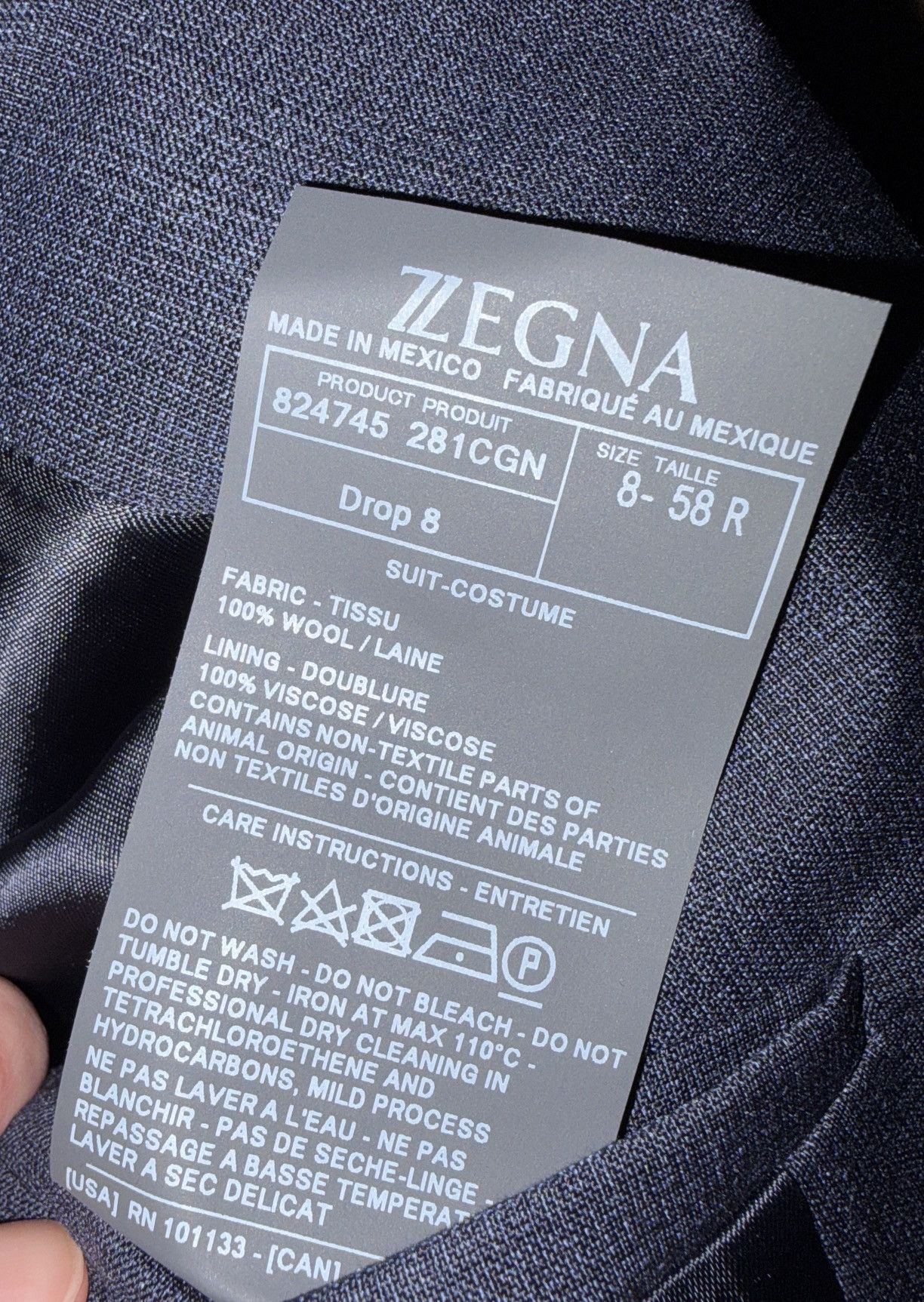 Z Zegna Zegna Suit Navy 8-58 R Size 54R - 11 Thumbnail