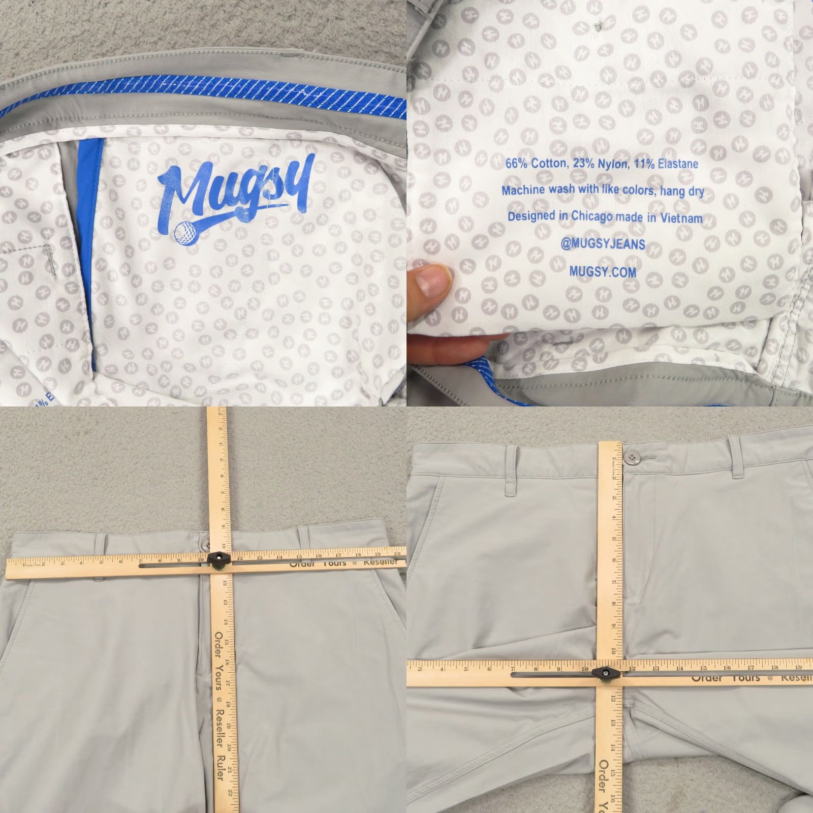 Vintage Mugsy Jeans Mens Slim 38x36 Gray Pants Straight Golf Performance Activewear Chino 5-Pocket Barely Used Size US 38 / EU 54 - 8 Thumbnail