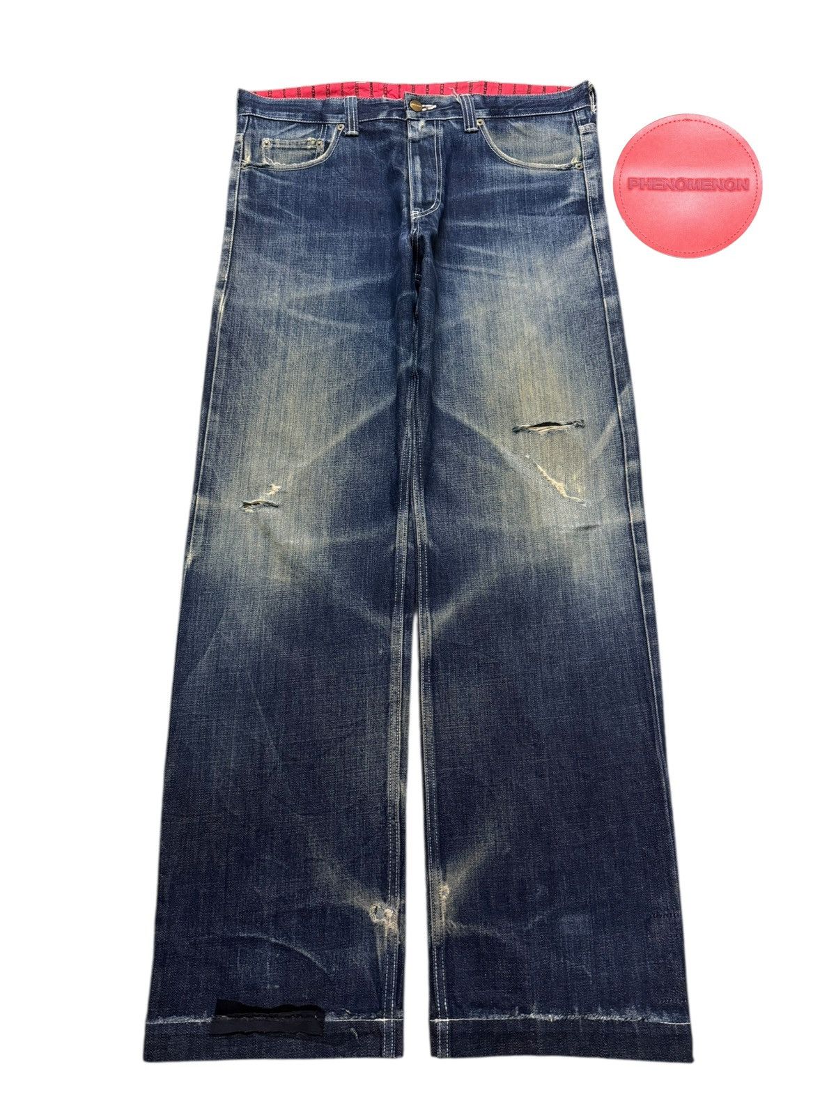 PHENOMENON Vintage 90s Japan Phenomenon Faded Whisker Distress Wide Leg Size US 36 / EU 52 - 1 Thumbnail