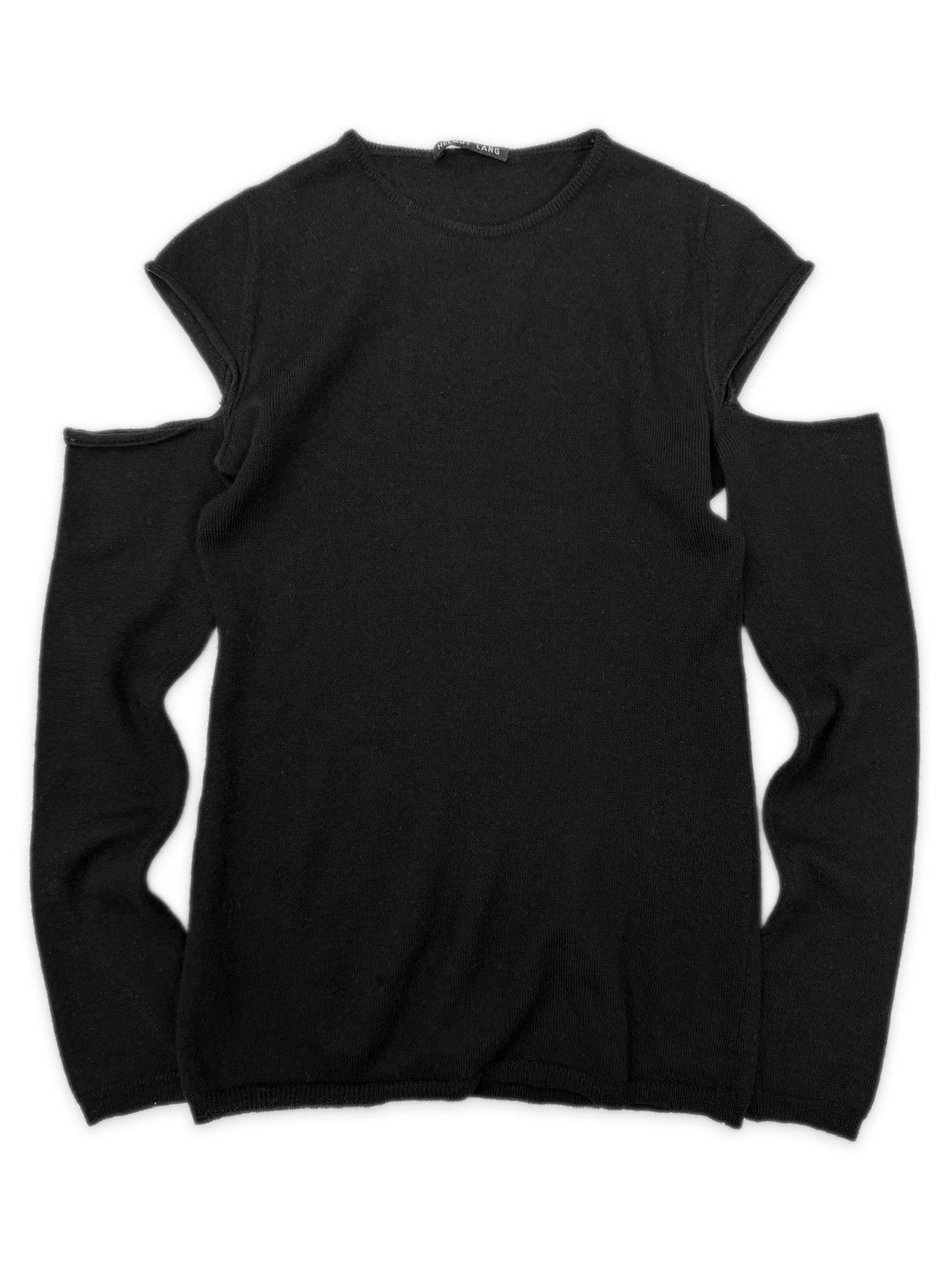 Helmut Lang 90s Helmut Lang ‘Cut Out’ Shoulder Black Knitted Sweater Size US M / EU 48-50 / 2 - 1 Thumbnail