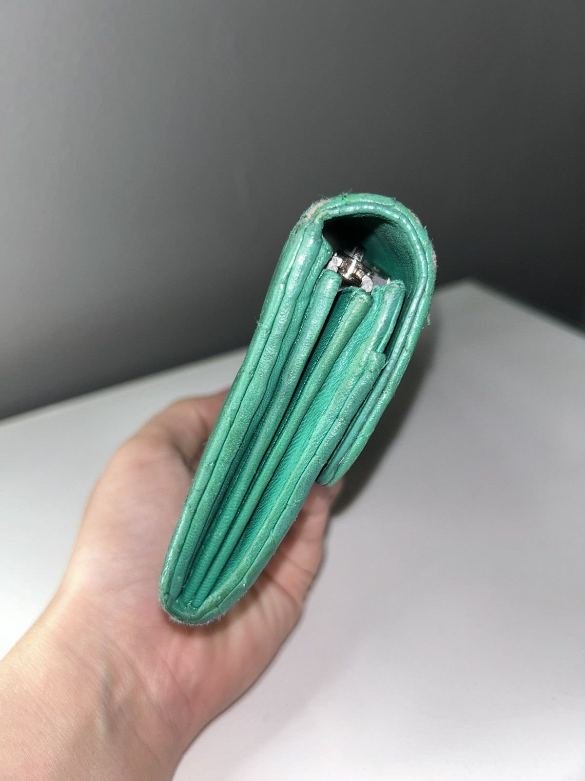 Dior Christian Dior Miss Dior Green Quilted Leather Wallet Size ONE SIZE - 17 Thumbnail