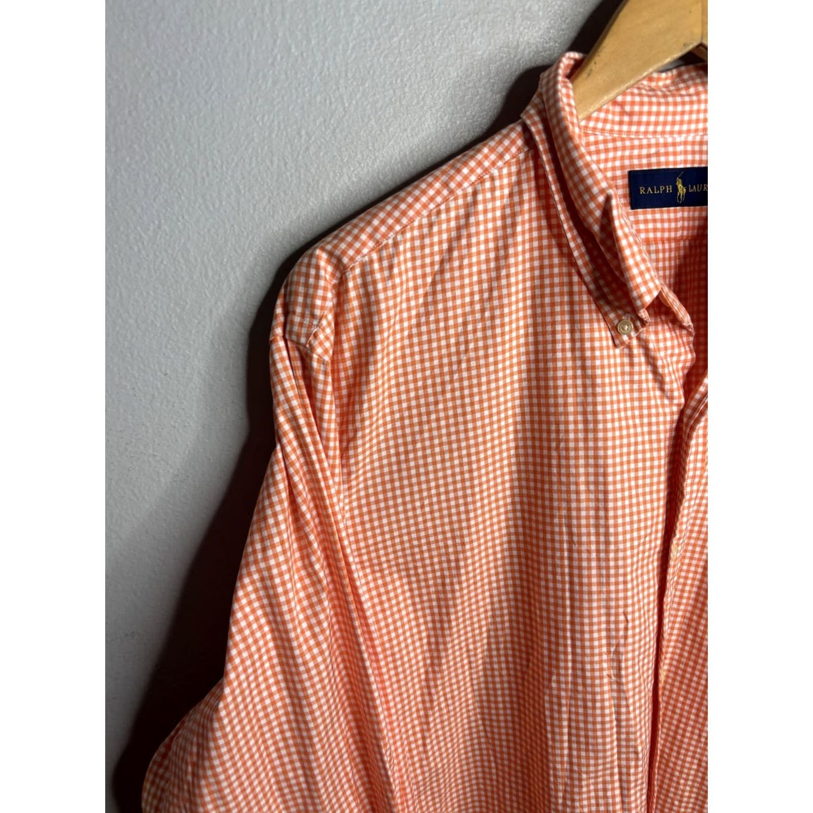 Ralph Lauren Ralph Lauren Shirt Mens XL Orange White Gingham Button Down Long Sleeve Pony Size US XL / EU 56 / 4 - 2 Thumbnail