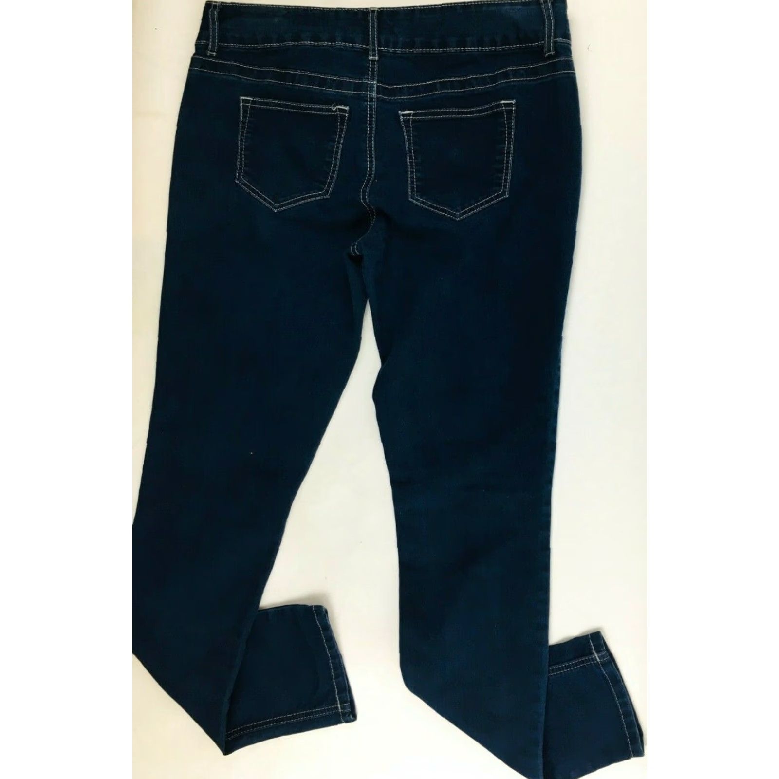 Vintage Maurices Jeans Women's Size Large Dark Denim Stretchy Skinny Solid Mid Rise Size 36" / US 14 / IT 50 - 2 Thumbnail