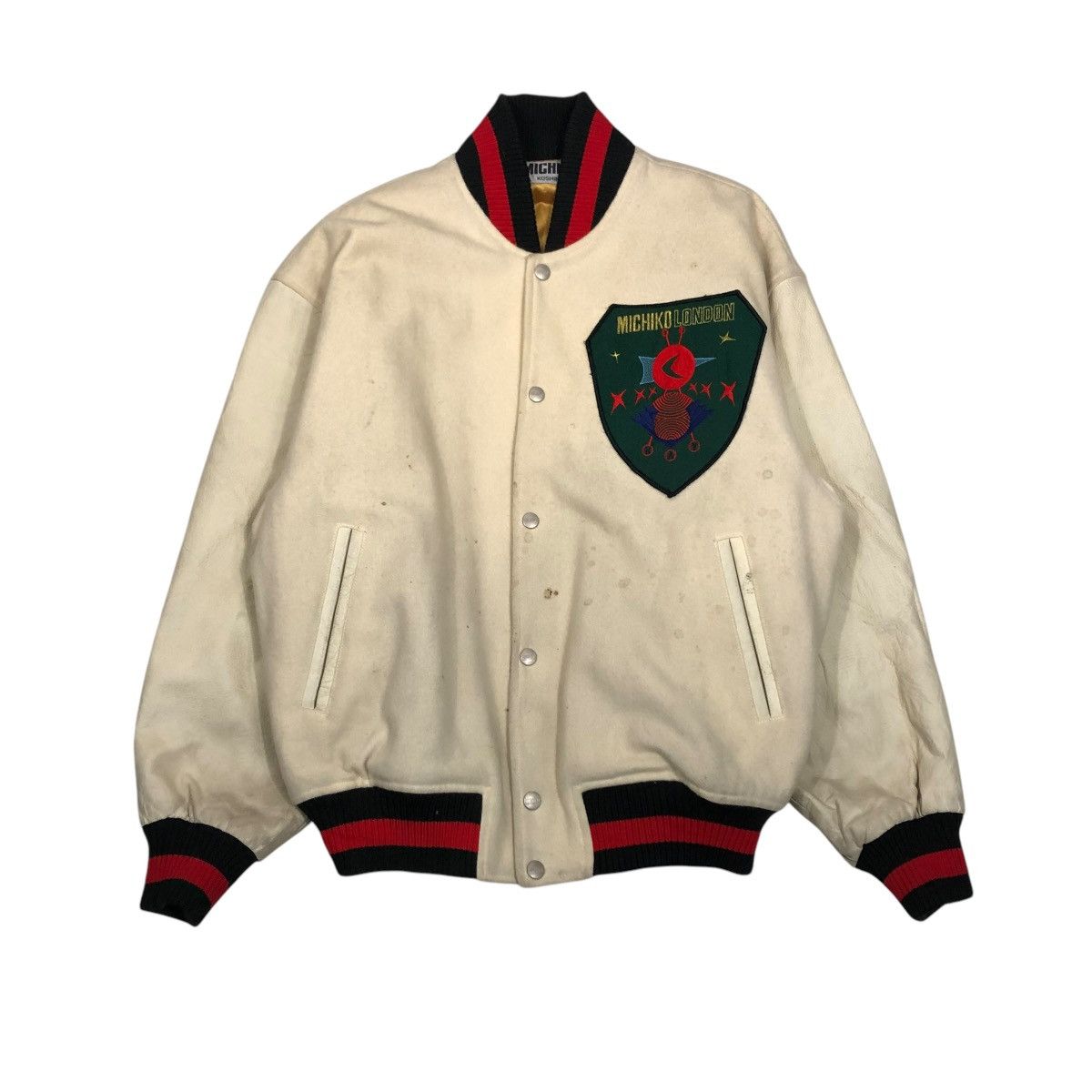 Japanese Brand 🔥VINTAGE BOMBER JACKET MICHIKO KOSHINO BIG LOGO BACKHIT Size US M / EU 48-50 / 2 - 3 Thumbnail
