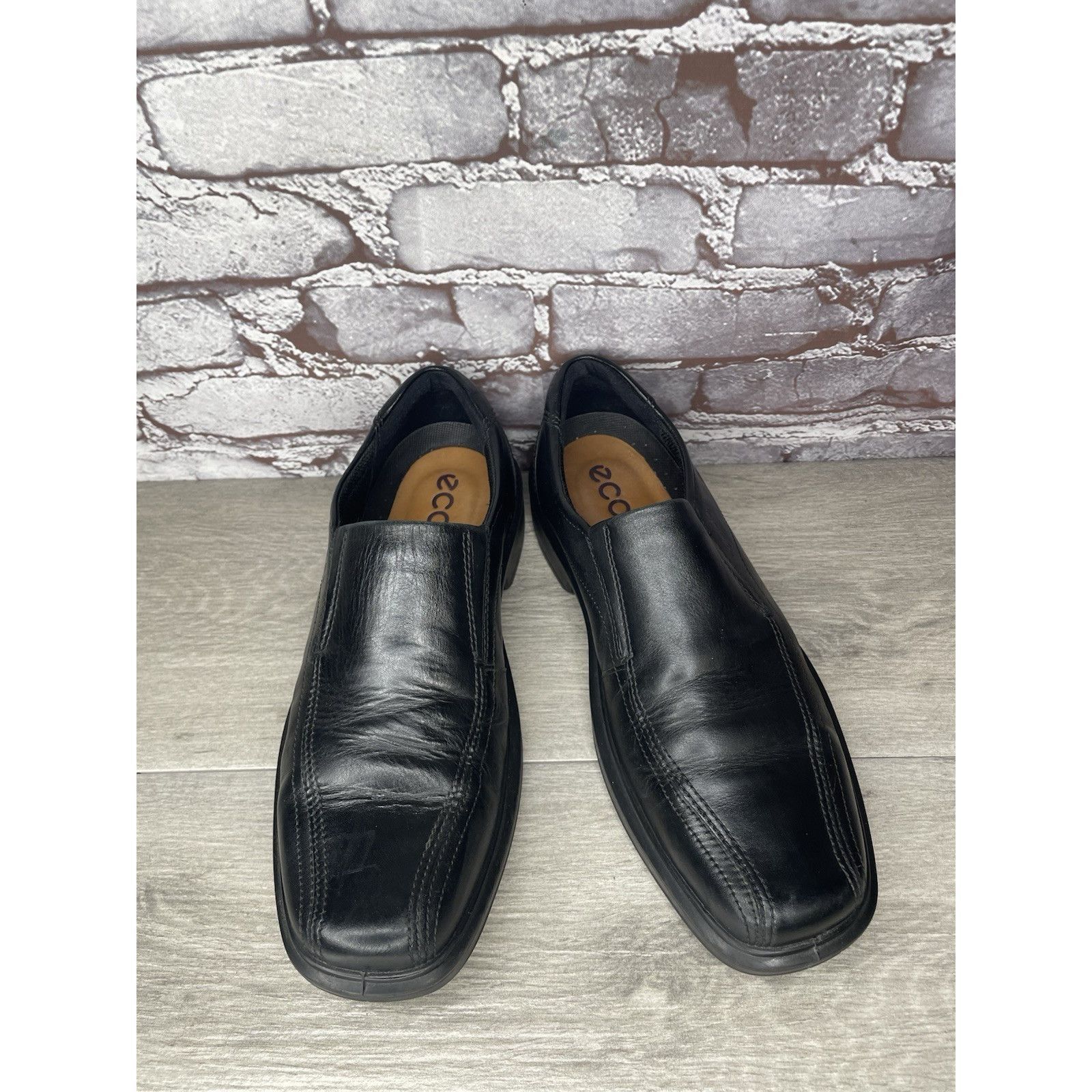 Ecco Ecco Black Leather Apron Toe Slip On Casual Loafers Shoes Me Size US 10 / EU 43 - 24 Thumbnail