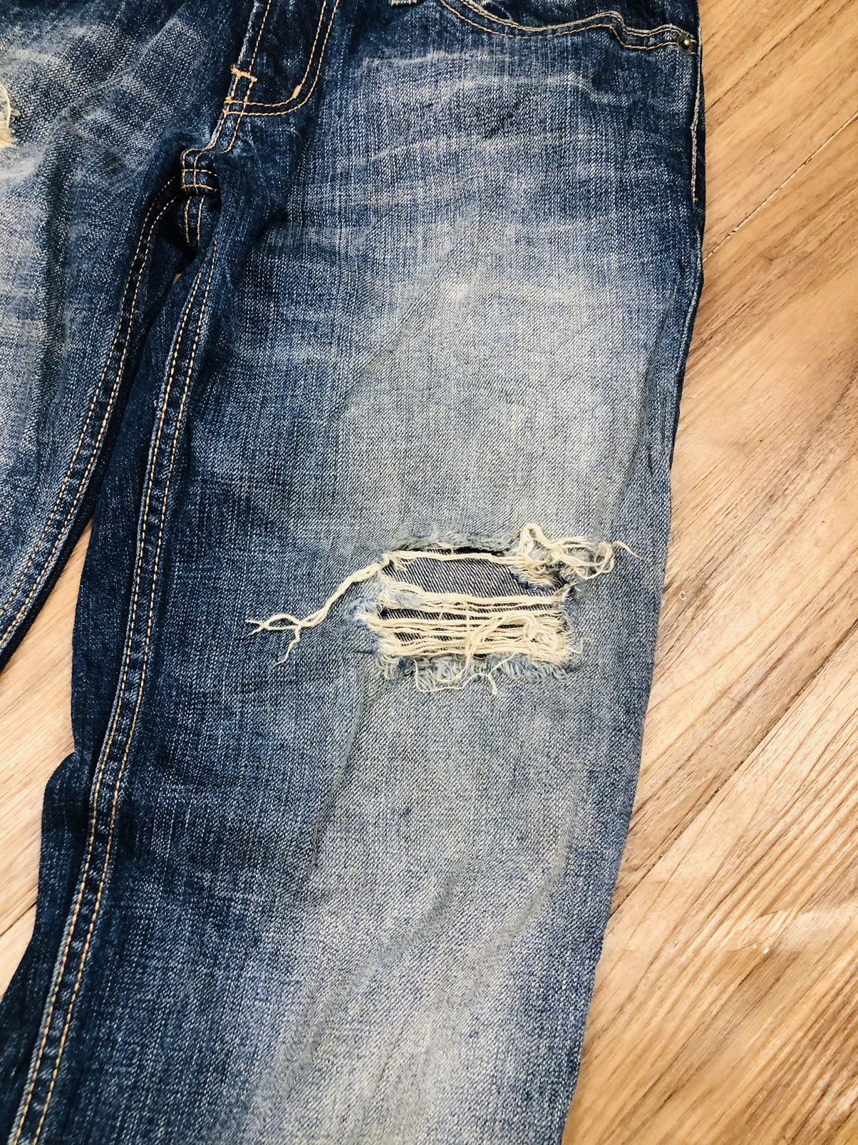 PPFM PPFM Japanese Denim Jeans Distressed Ripped Fade Unik (37) Size US 30 / EU 46 - 6 Thumbnail