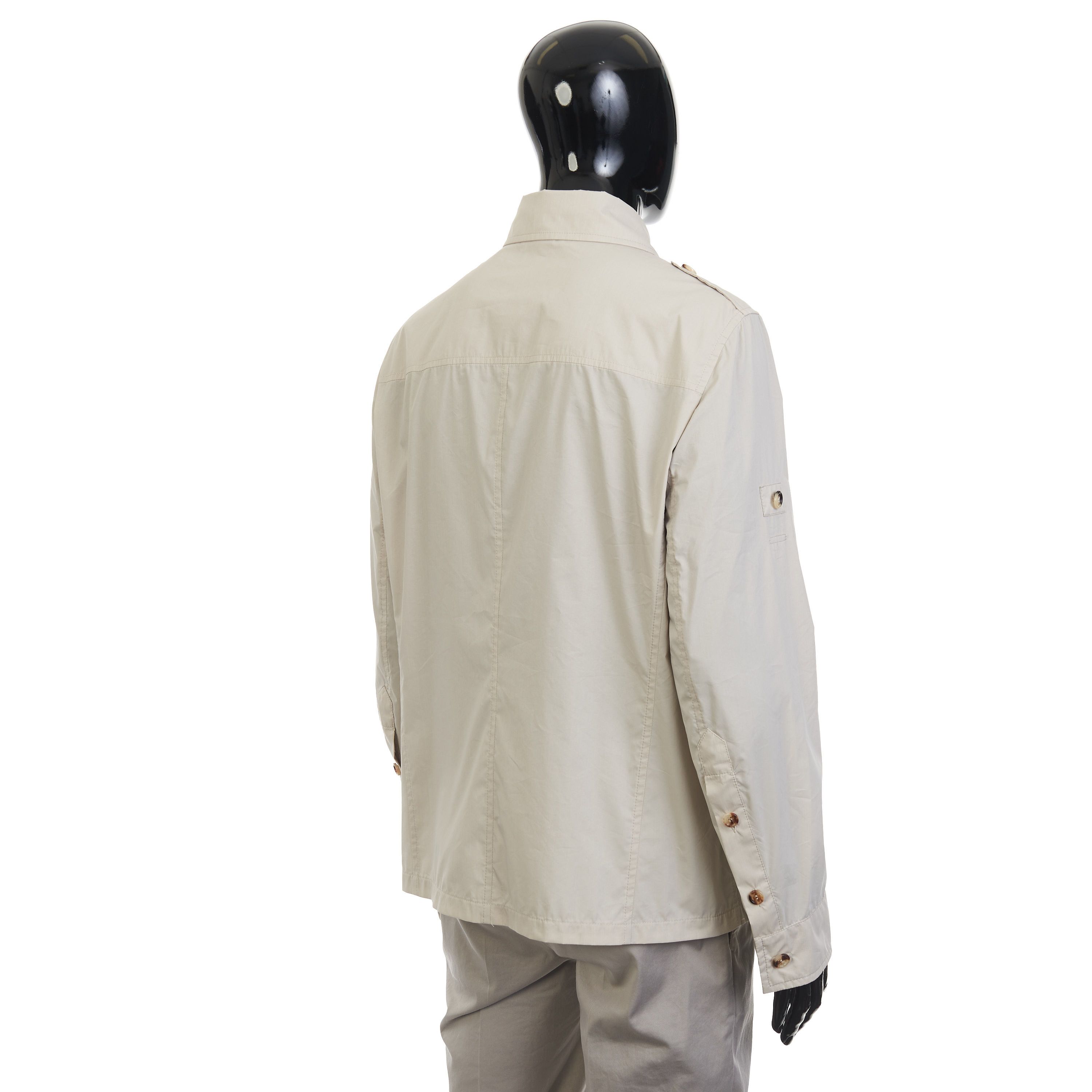 Brunello Cucinelli Light Beige Waterproof Jacket - Cotton Canvas, Multi Pockets Size US L / EU 52-54 / 3 - 6 Thumbnail