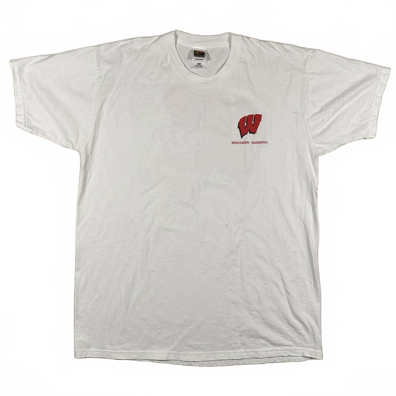 Fruit Of The Loom Fruit of the Loom Mens T-Shirt Large White Wisconsin Badgers Size US XL / EU 56 / 4 - 2 Thumbnail