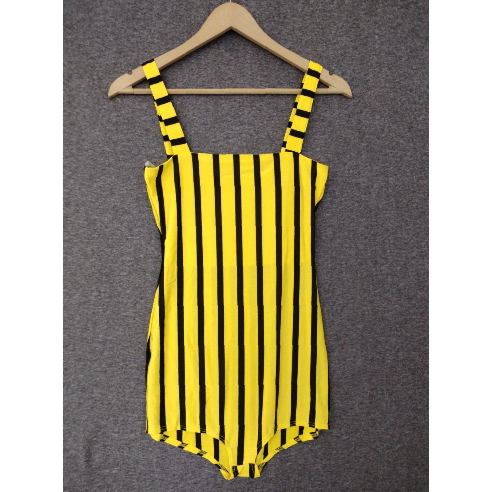 Vintage Codigo Women's One Piece Swimsuit Black Yellow Striped XS? (M) Size ONE SIZE - 2 Thumbnail
