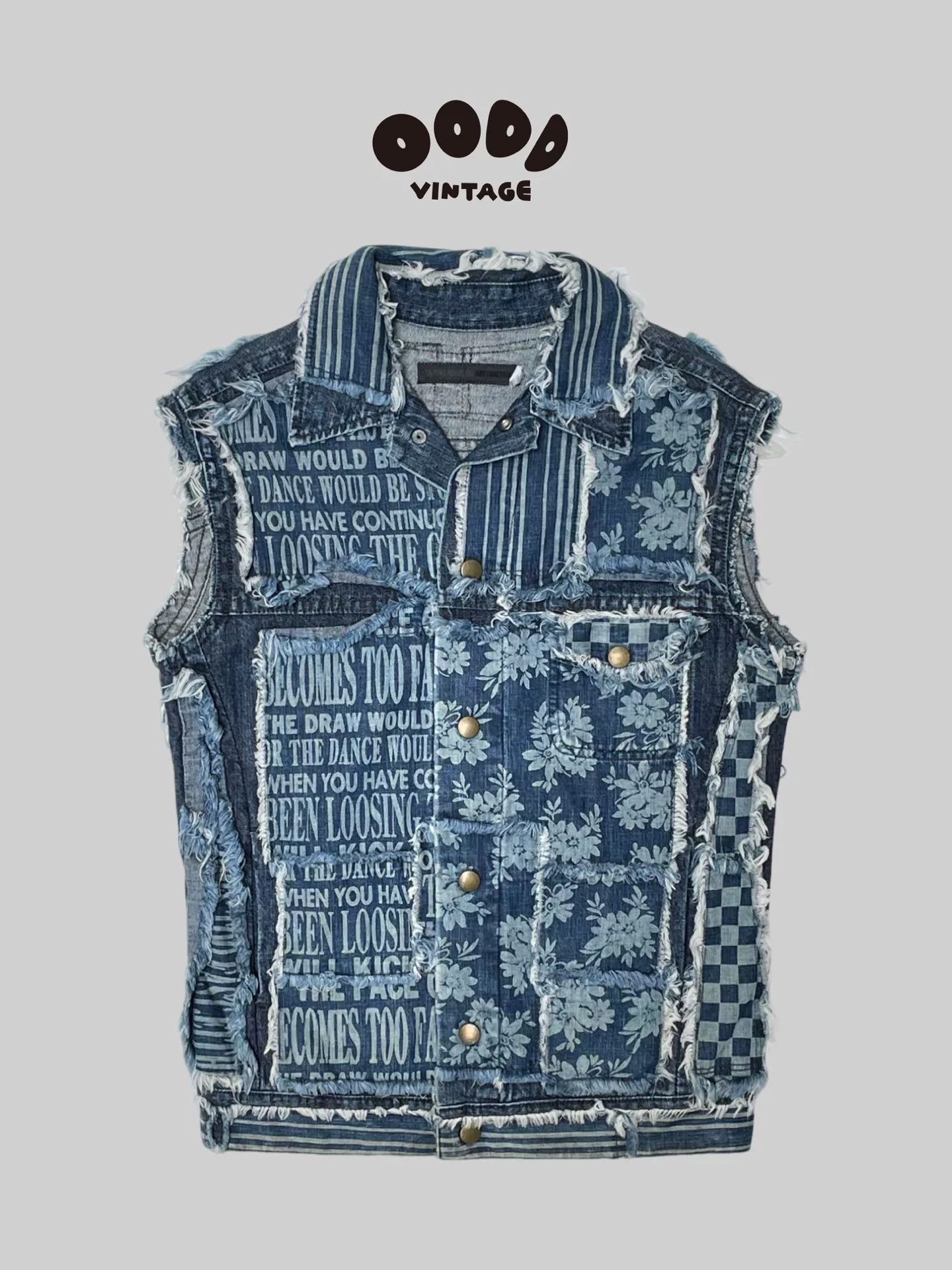 TALKING ABOUT THE ABSTRACTION Destructed Patchwork Denim Vest Size US M / EU 48-50 / 2 - 1 Thumbnail
