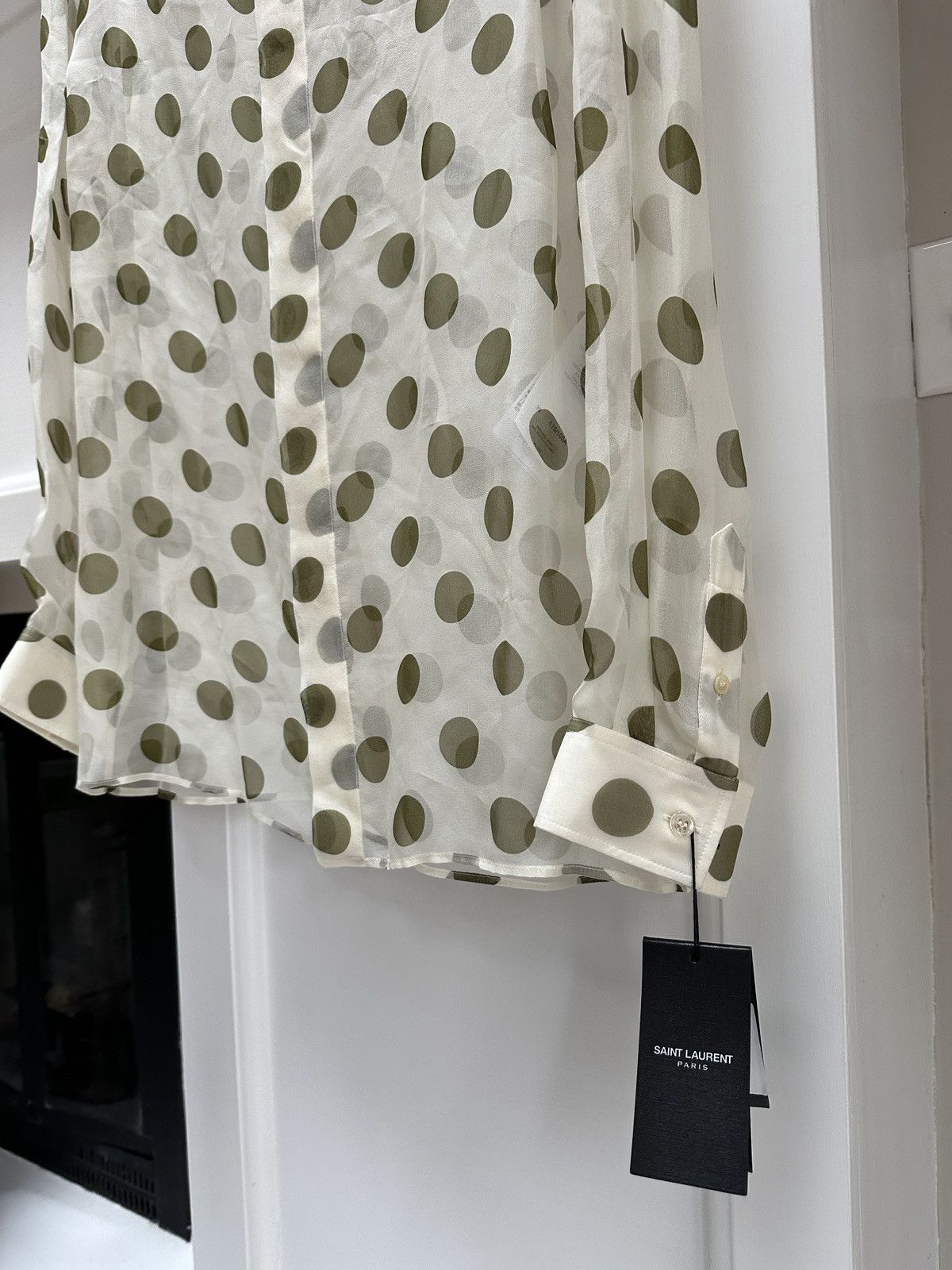 Saint Laurent Paris SS24 Mulberry Silk Sheer Polka Dot Shirt Size US L / EU 52-54 / 3 - 2 Thumbnail