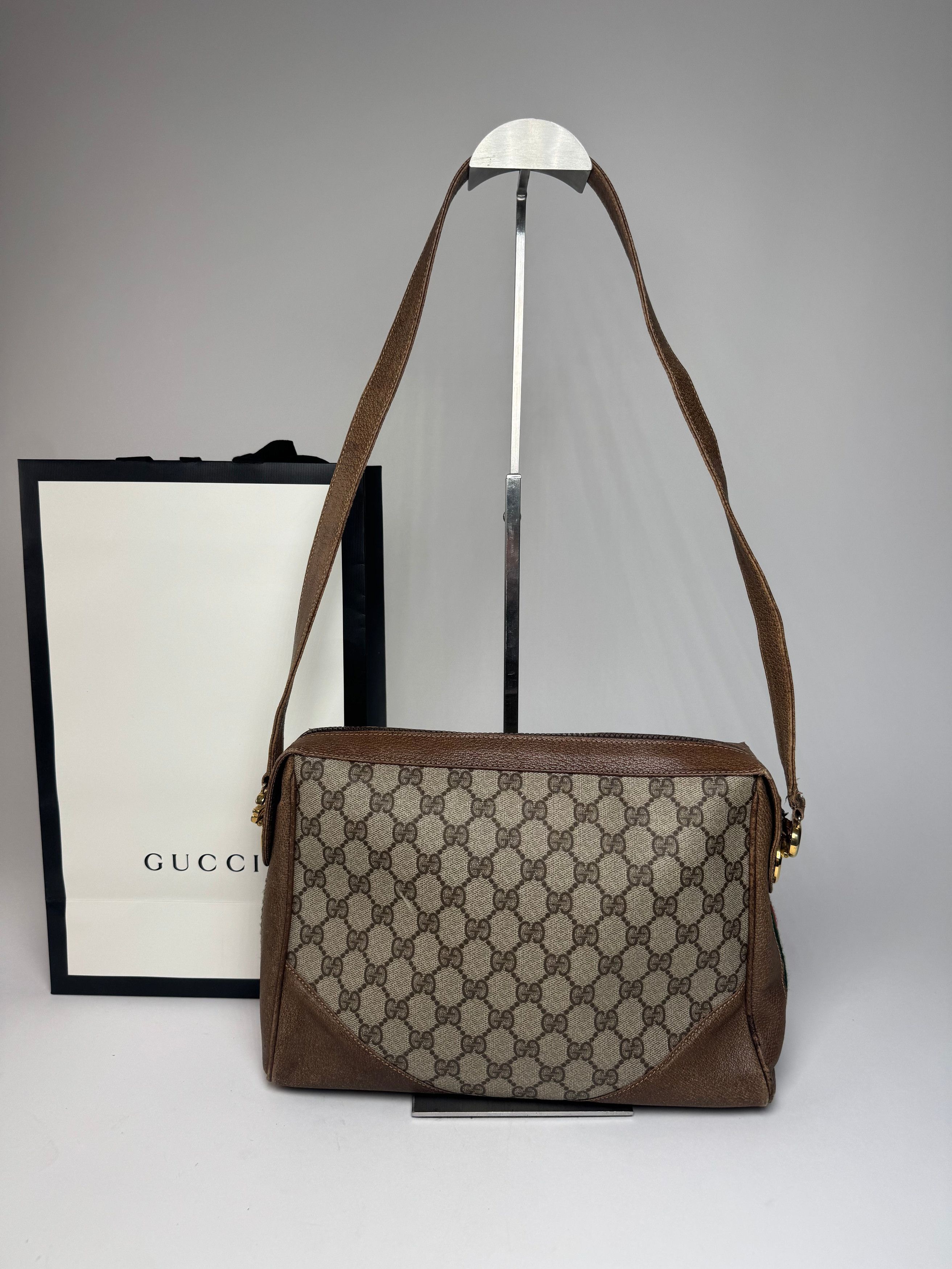 Gucci Vintage Monogram Leather Bag Grey Brown Size ONE SIZE - 1 Thumbnail