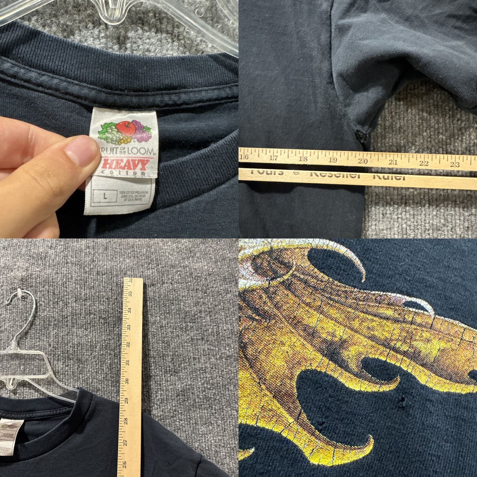 Fruit Of The Loom VINTAGE 00’s Steven Hickman Dragon The Fantasy Of Art RARE Black T-Shirt Men’s L Mens Size US L / EU 52-54 / 3 - 8 Thumbnail