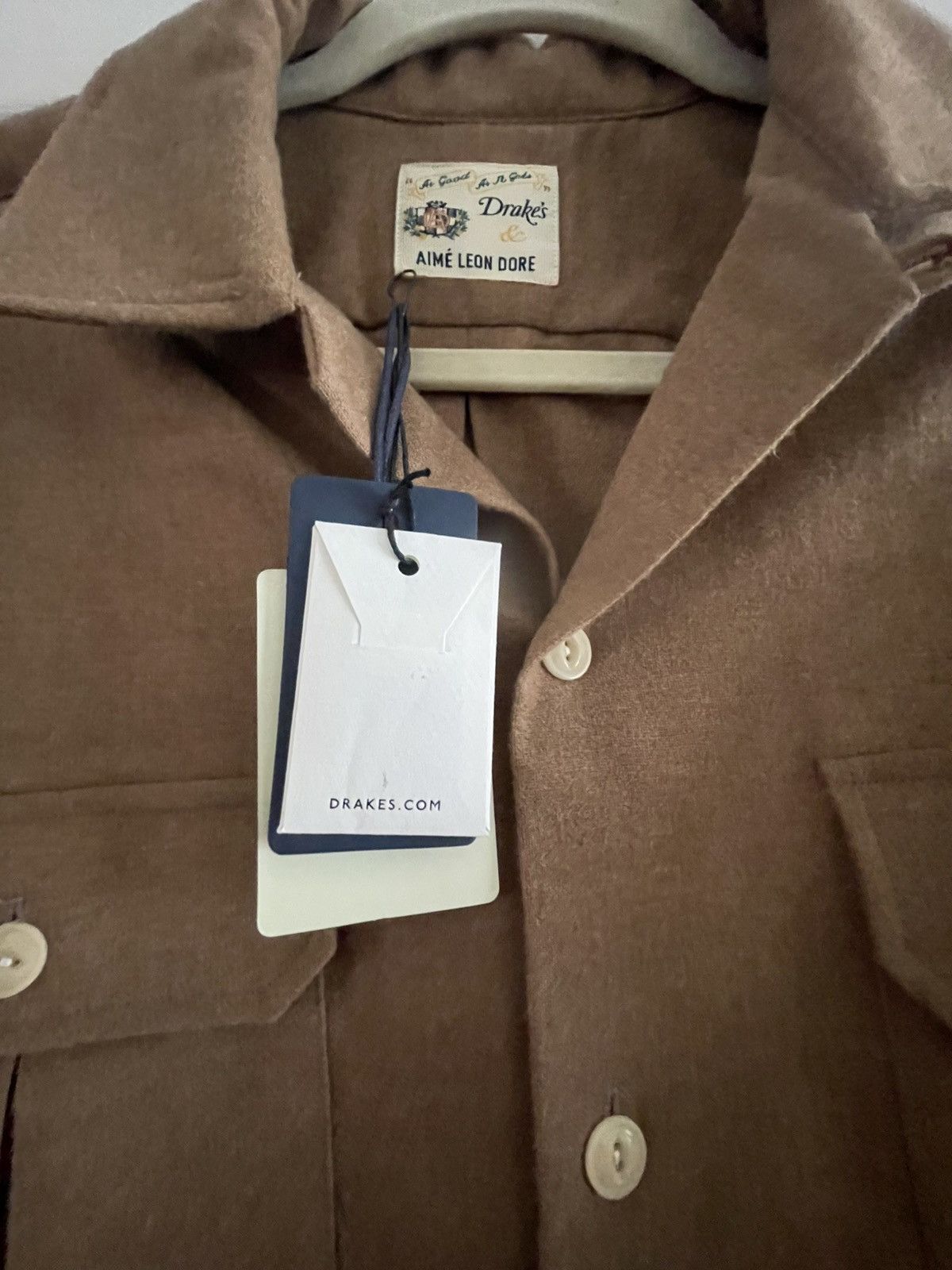 Aime Leon Dore × Drake's ALD x Drake’s - Wool Two Pocket Work Shirt: Caramel Size US M / EU 48-50 / 2 - 7 Thumbnail