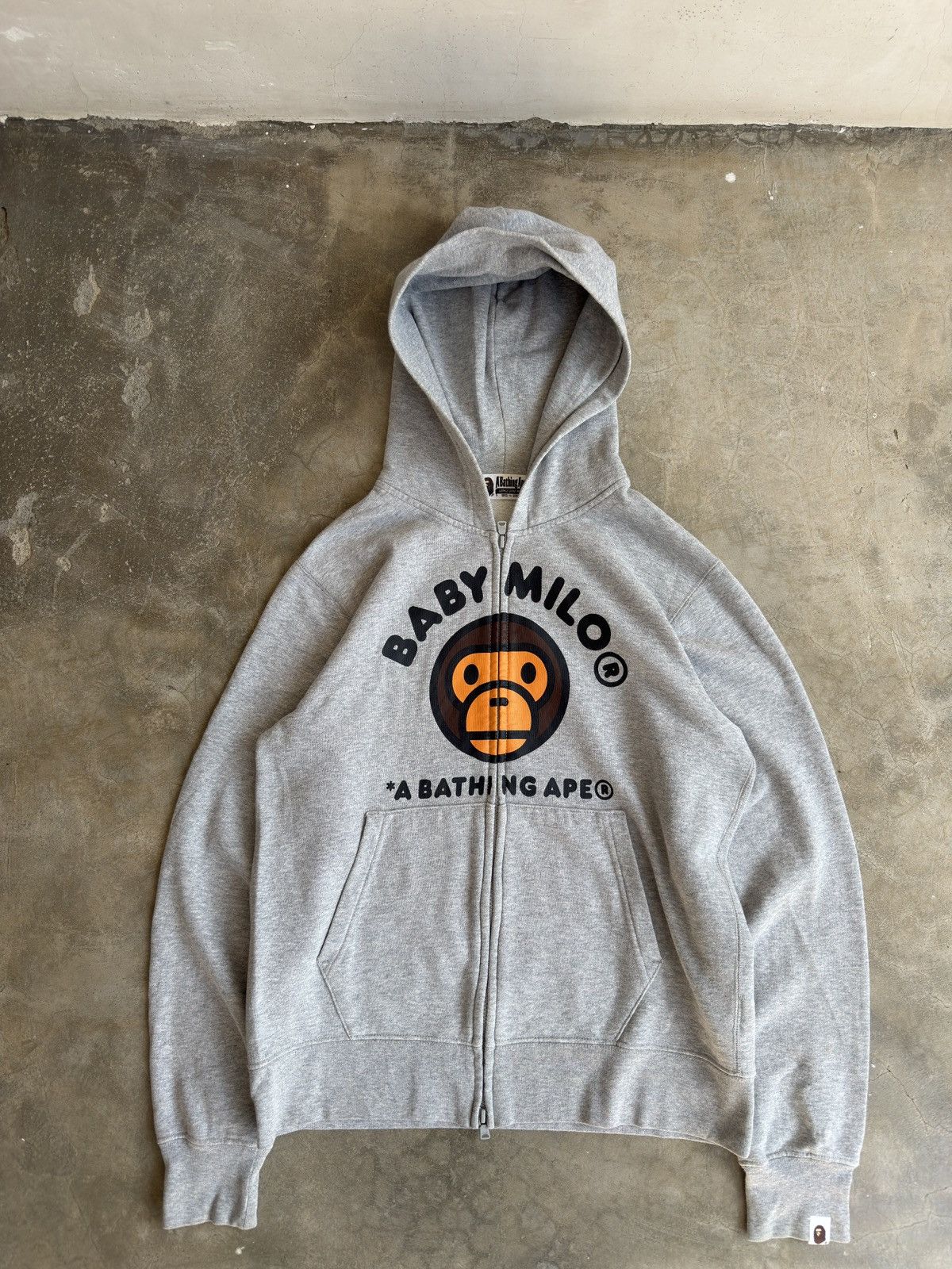 Bape Grey Baby milo print zip up hoodie | Grailed