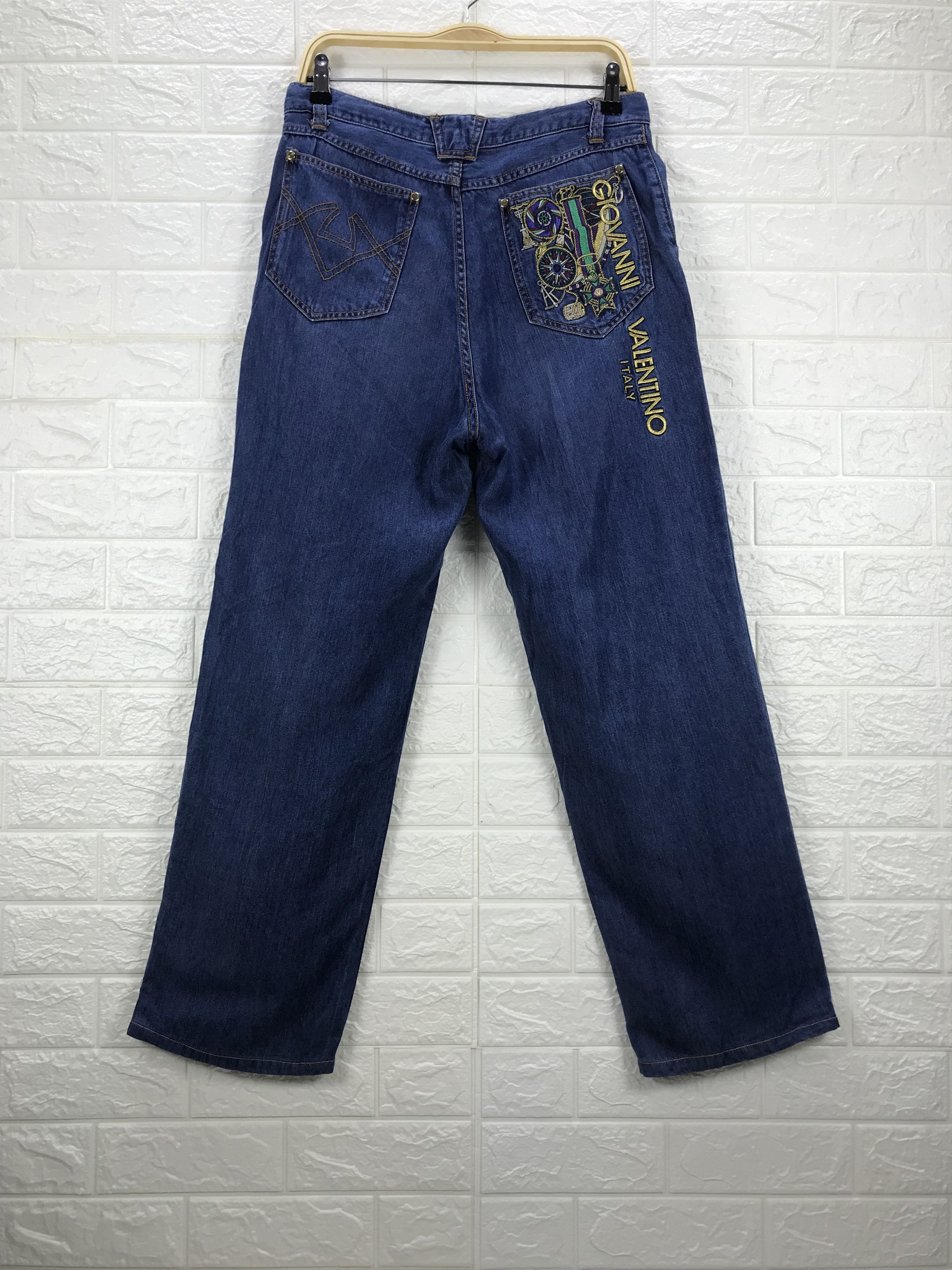 Giovanni Valentino Vintage Giovanni Valentino Embroidered Indigo Denim Pants Size US 31 - 1 Thumbnail