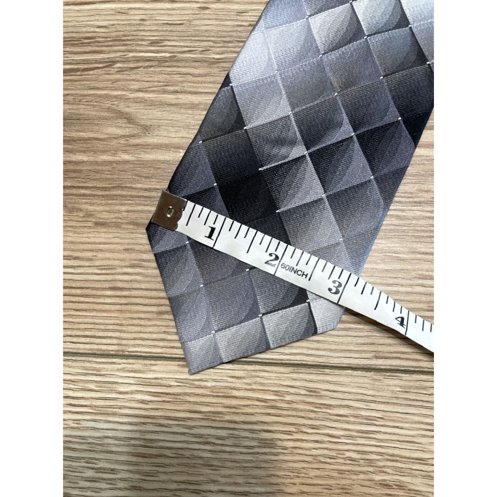 Pierre Cardin VINTAGE Pierre Cardin Men's Tie Silk Geometric Pattern Gray Black Neckwear Classic 57-60 inches Size ONE SIZE - 4 Thumbnail