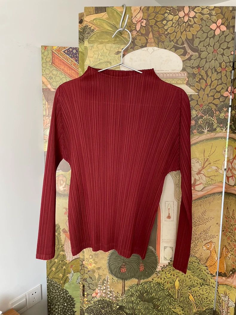 Issey Miyake PleatsPlease Rust Red High Neck Top Size US S / EU 44-46 / 1 - 1 Thumbnail
