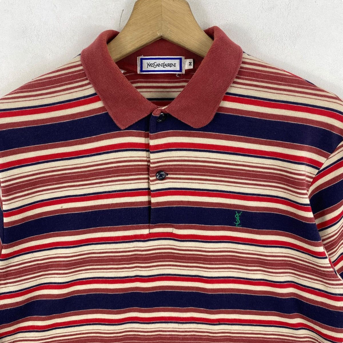 Yves Saint Laurent Vintage 90s YVES SAINT LAURENT Small Logo Striped Polo Shirt Size US M / EU 48-50 / 2 - 2 Thumbnail