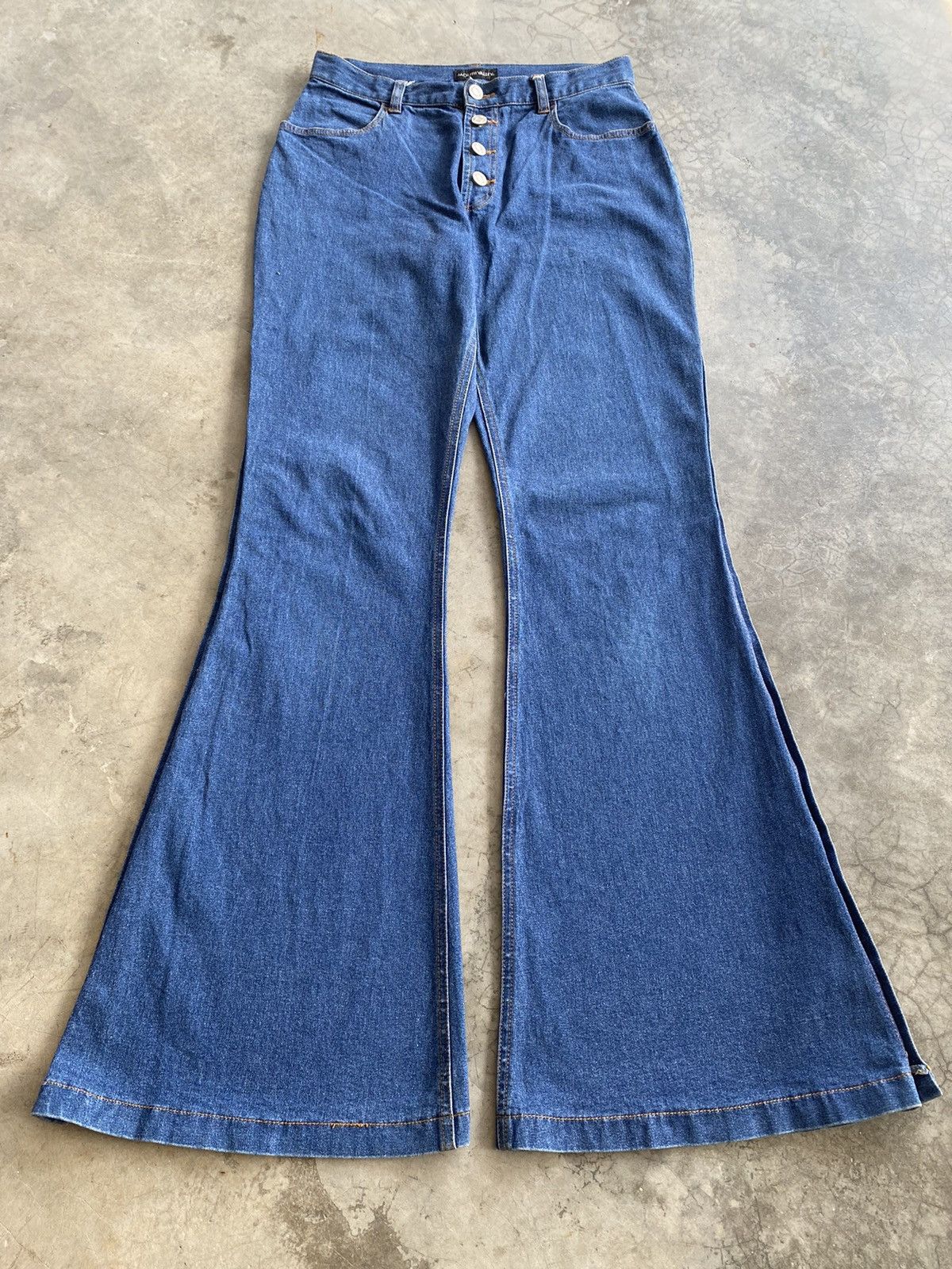 Japanese Brand Super Flare Jeans Japanese Mouth Valley Button Up Leg p175 Size 29" - 6 Thumbnail