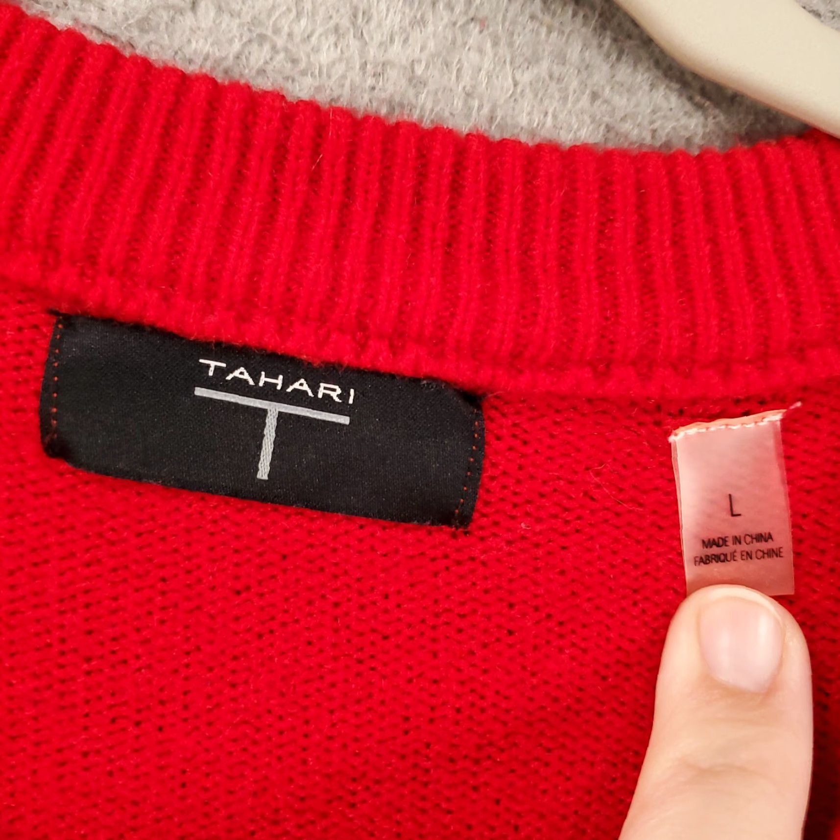 Vintage Tahari Sweater Womens Size Large Red Knit Long Sleeve Pullover Ribbed Size L / US 10 / IT 46 - 5 Thumbnail