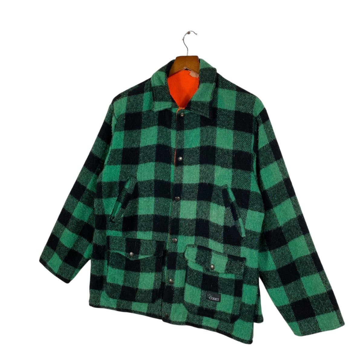 Japanese Brand Vintage 90s Codet Plaid Reversible Wool Button Jacket Size US M / EU 48-50 / 2 - 2 Thumbnail