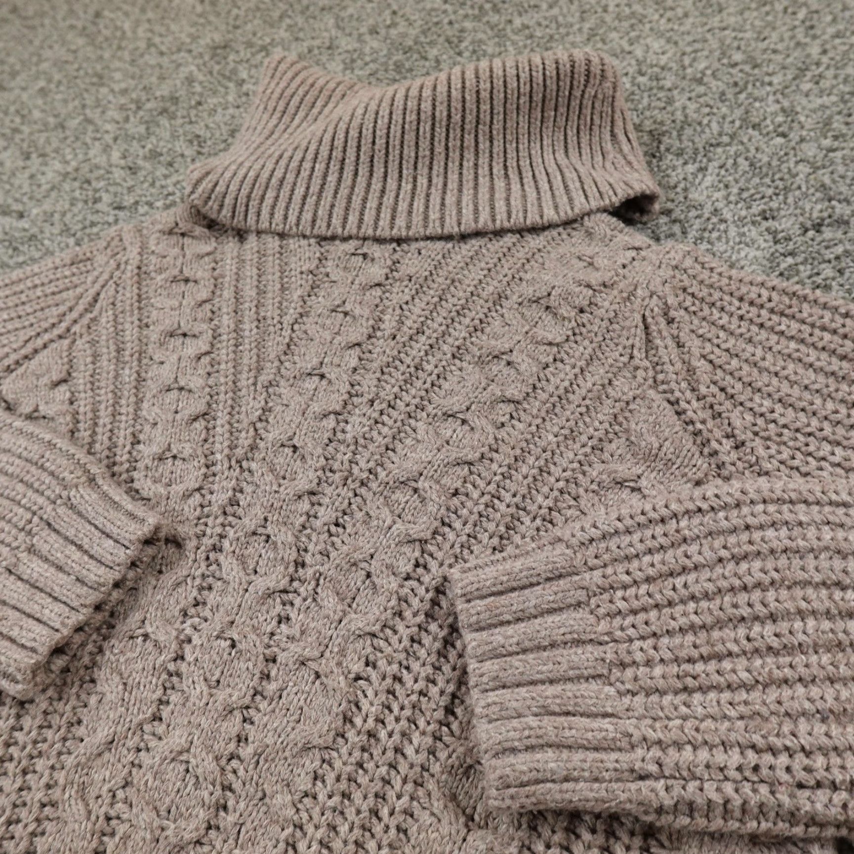 Banana Republic Banana Republic Sweater Womens L Brown Cable Knit Pullover Cowl Turtleneck Tunic Size L / US 10 / IT 46 - 2 Thumbnail