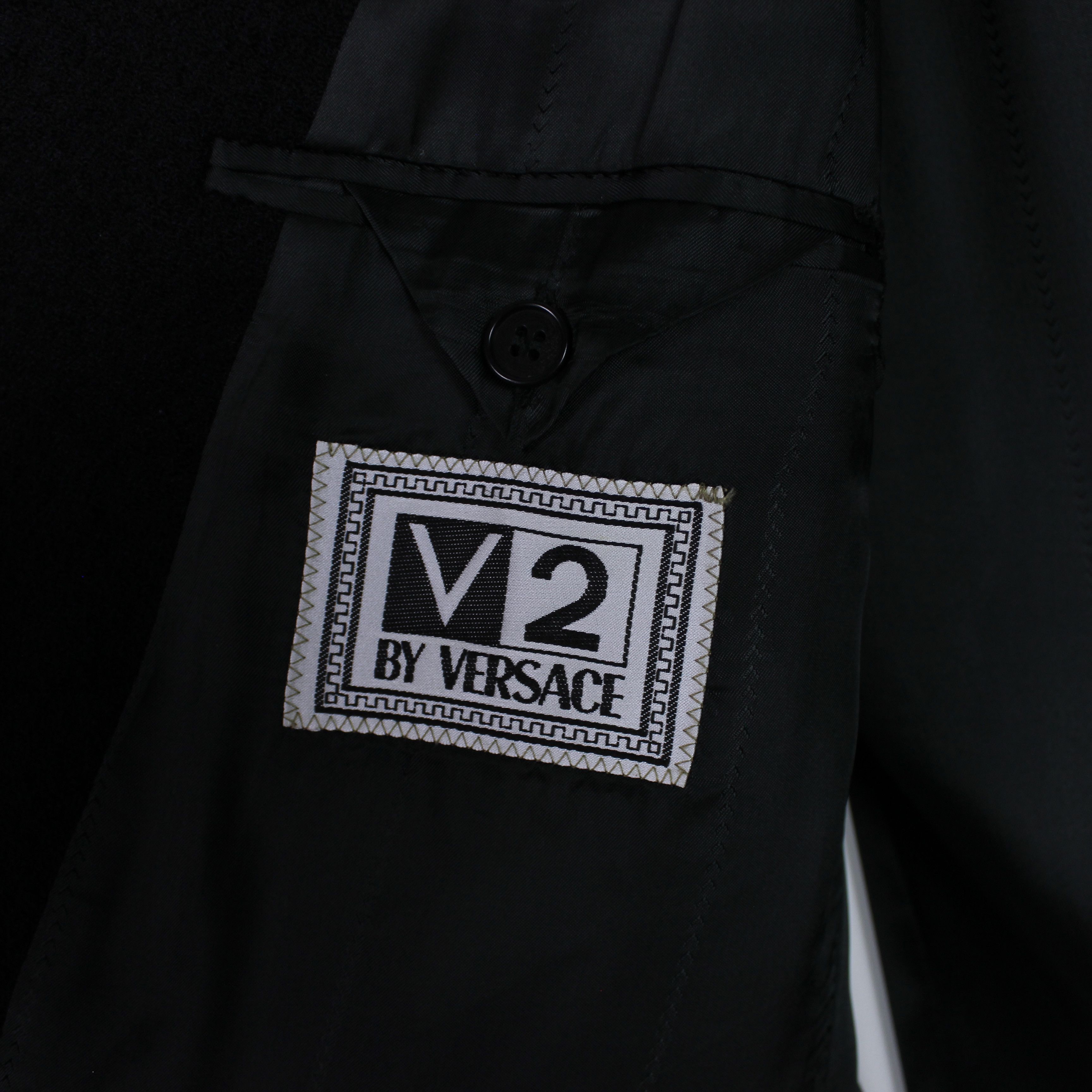 Versace Versace blazer wool black teddy L XL vintage v2 Size 50R - 3 Thumbnail