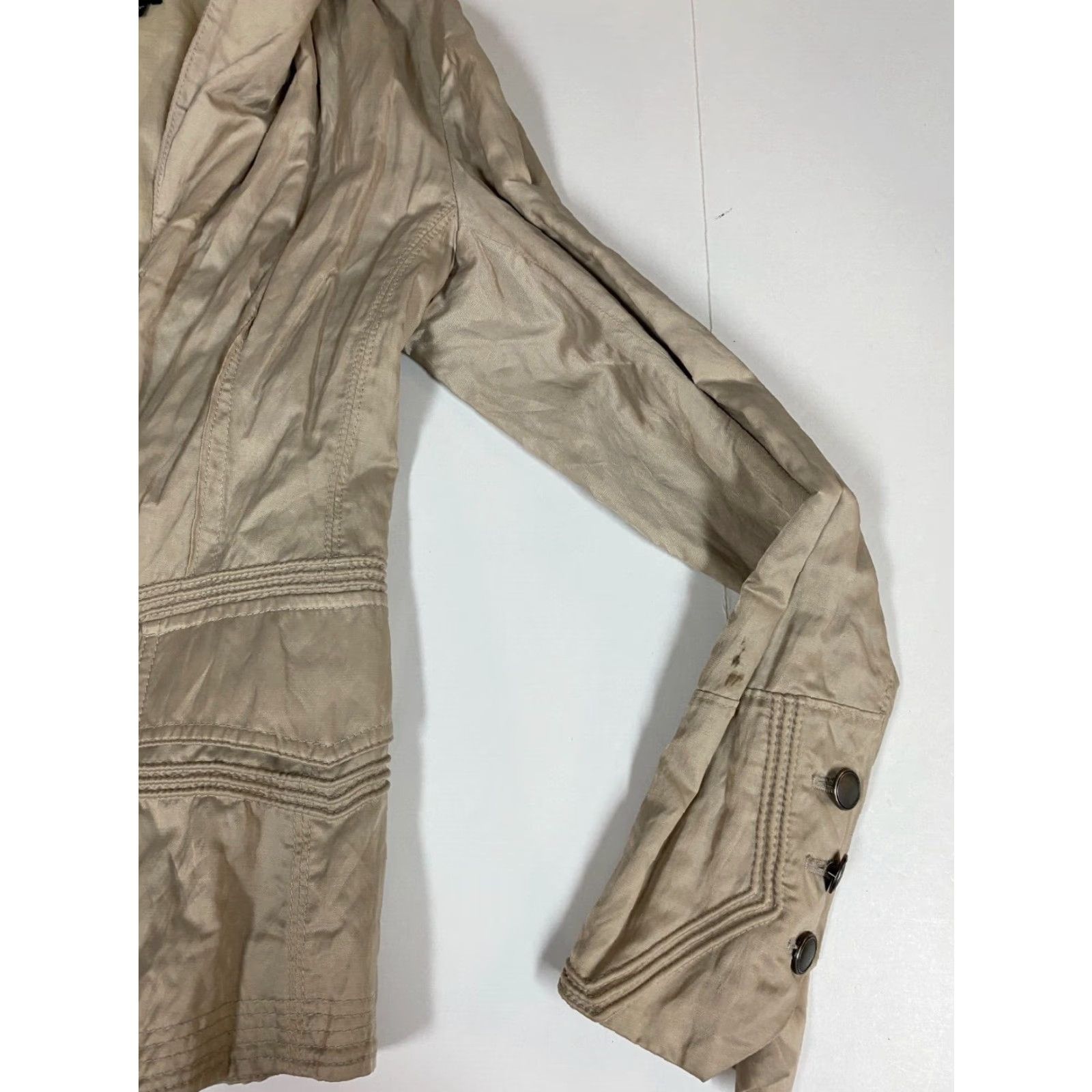 Coldwater Creek Coldwater Creek Jacket Women 36 Beige Button Casual Chambray Cotton Blend Mid-Length Urban American Womens Size XS / US 0-2 / IT 36-38 - 2 Thumbnail