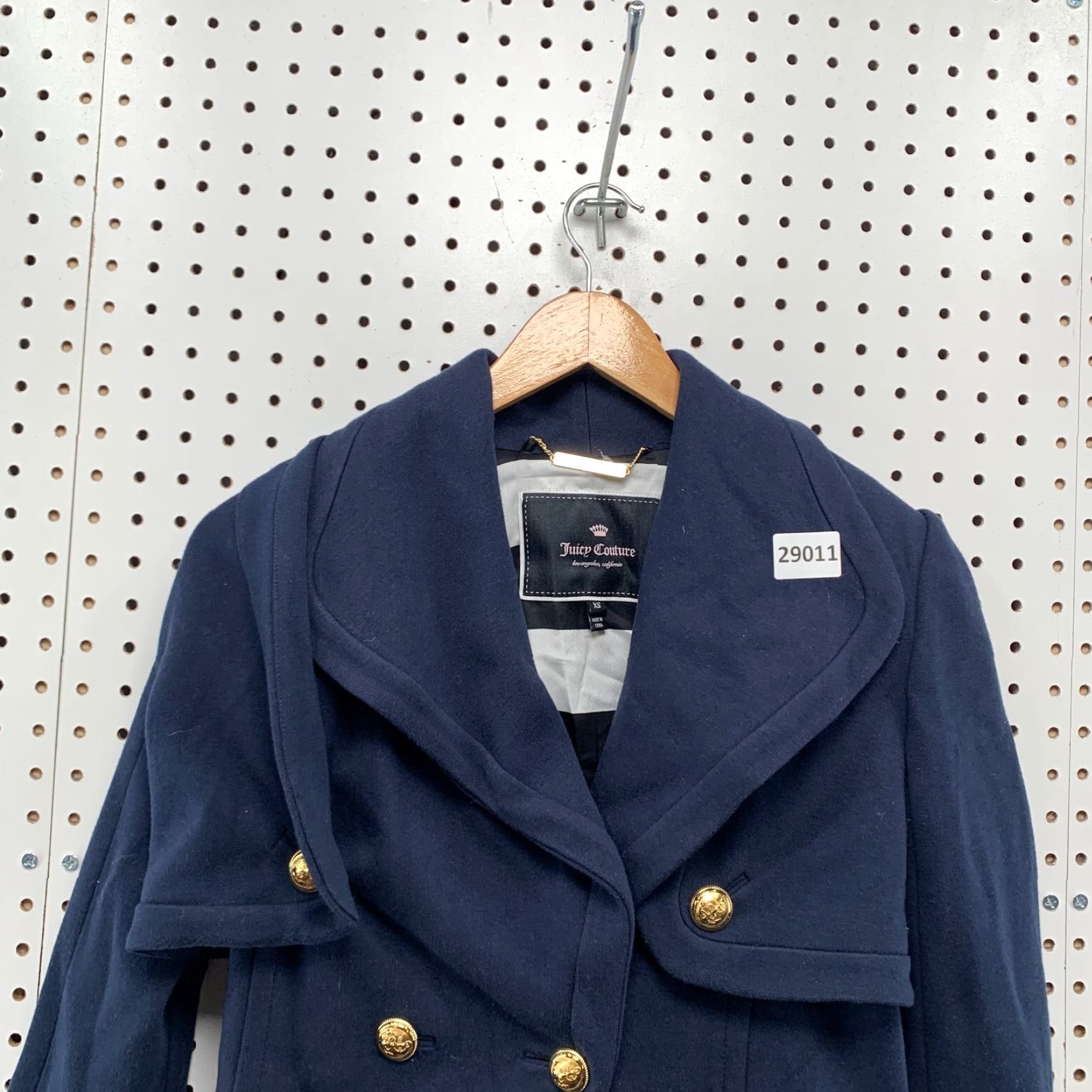 Juicy Couture VINTAGE Juicy Couture Jacket Womens XS Navy Blue Cropped Wool Belted Motorcycle Jacket Size XS / US 0-2 / IT 36-38 - 5 Thumbnail