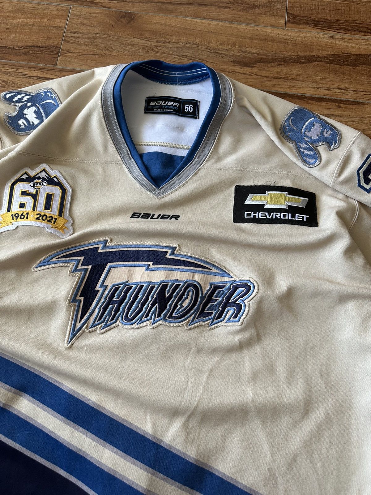 Vintage Vintage 90s Bauer Team Langley Thunder Hockey Jersey #3 Size US XL / EU 56 / 4 - 3 Thumbnail