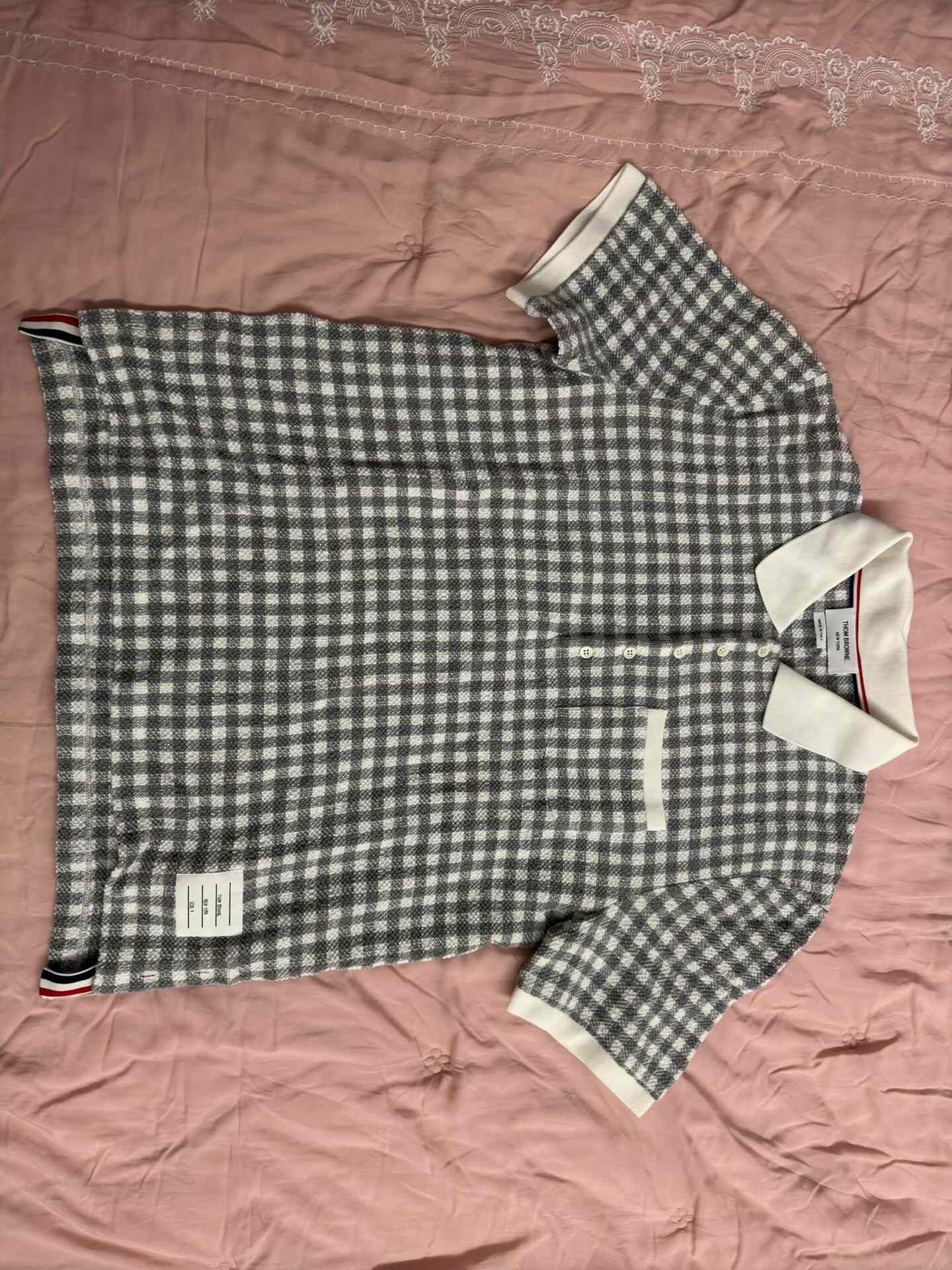 Thom Browne Thom Browne Check Patch Short Sleeve Polo Size US XL / EU 56 / 4 - 1 Thumbnail