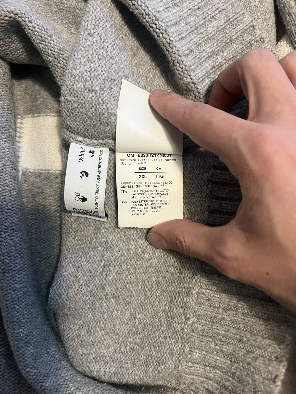 Off-White Off-White Diag Arrow Knit Crewneck Light Grey White Size US XXL / EU 58 / 5 - 7 Thumbnail