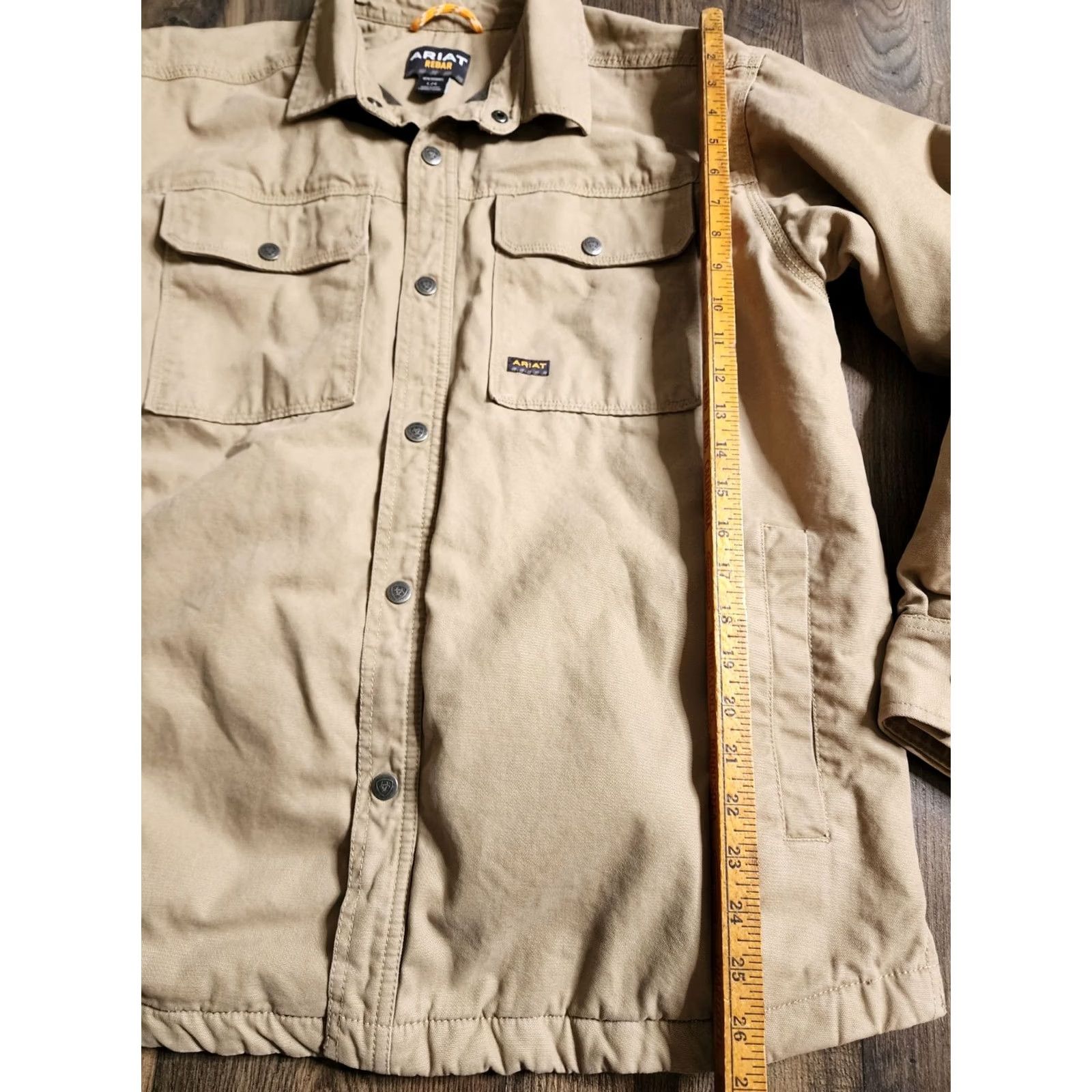 Ariat ARIAT Rebar Shirt Jacket Mens LARGE Canvas Fleece Lined Warmth Snap Front Size US L / EU 52-54 / 3 - 4 Thumbnail