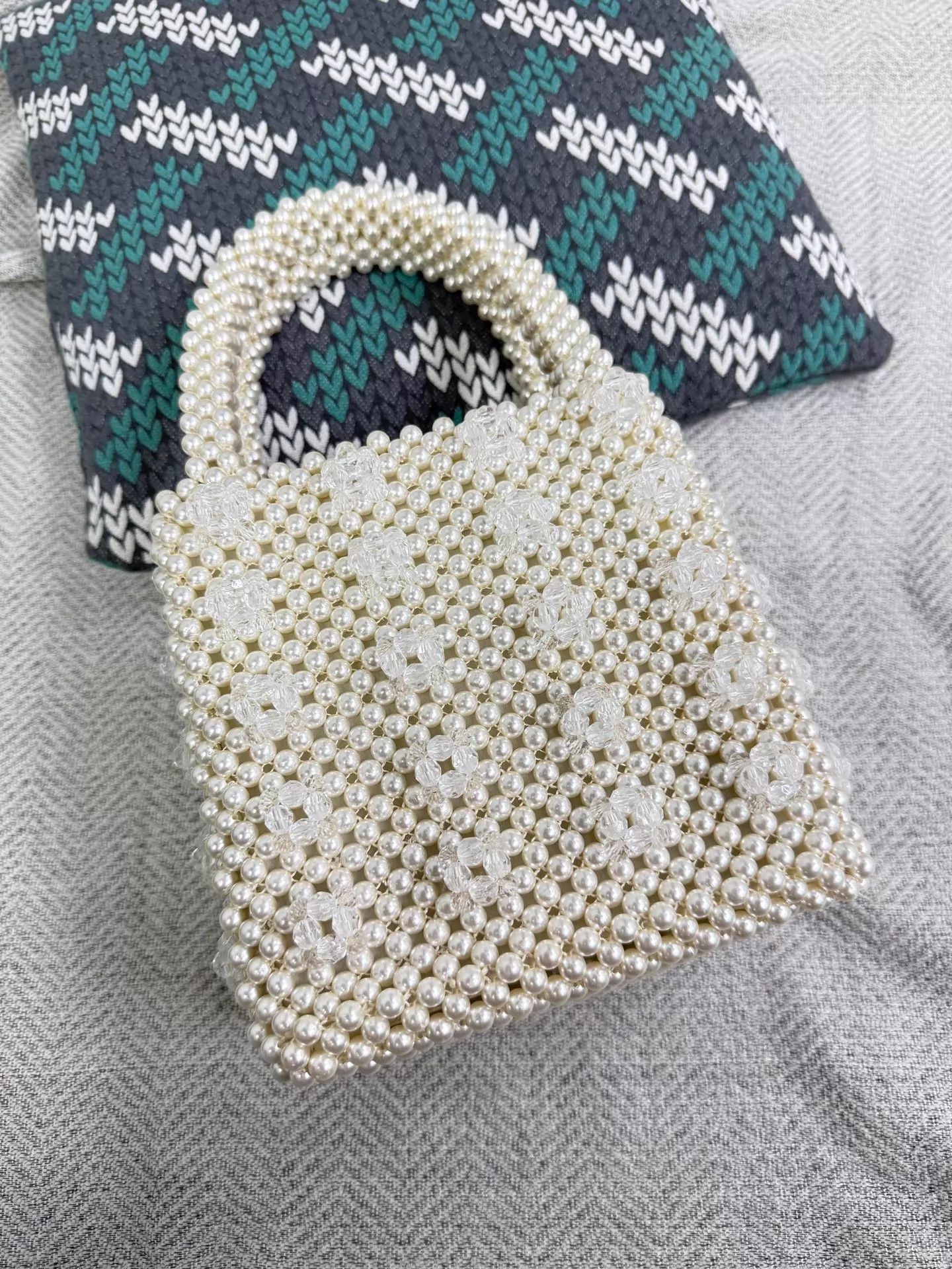 Other Shrimps White Pearl Beaded Tote Bag New Size ONE SIZE - 1 Thumbnail