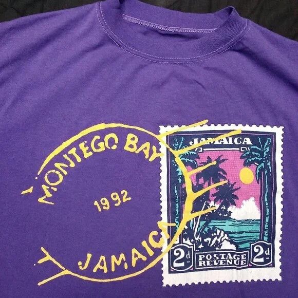 Vintage Vintage Montego Bay Jamaica Postal Stamp T-Shirt Size M / US 6-8 / IT 42-44 - 1 Thumbnail
