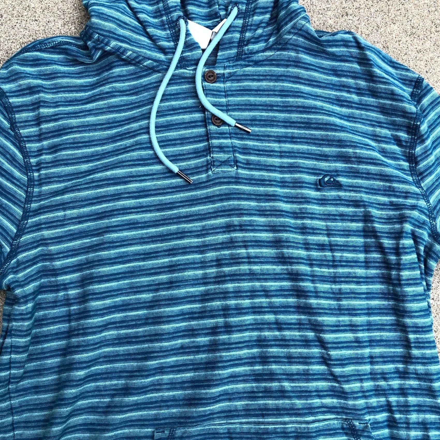 Quiksilver VTG Y2K QUICKSILVER Striped Hoodie Sweatshirt Men's LARGE Blue Pullover Cotton Size US L / EU 52-54 / 3 - 2 Thumbnail