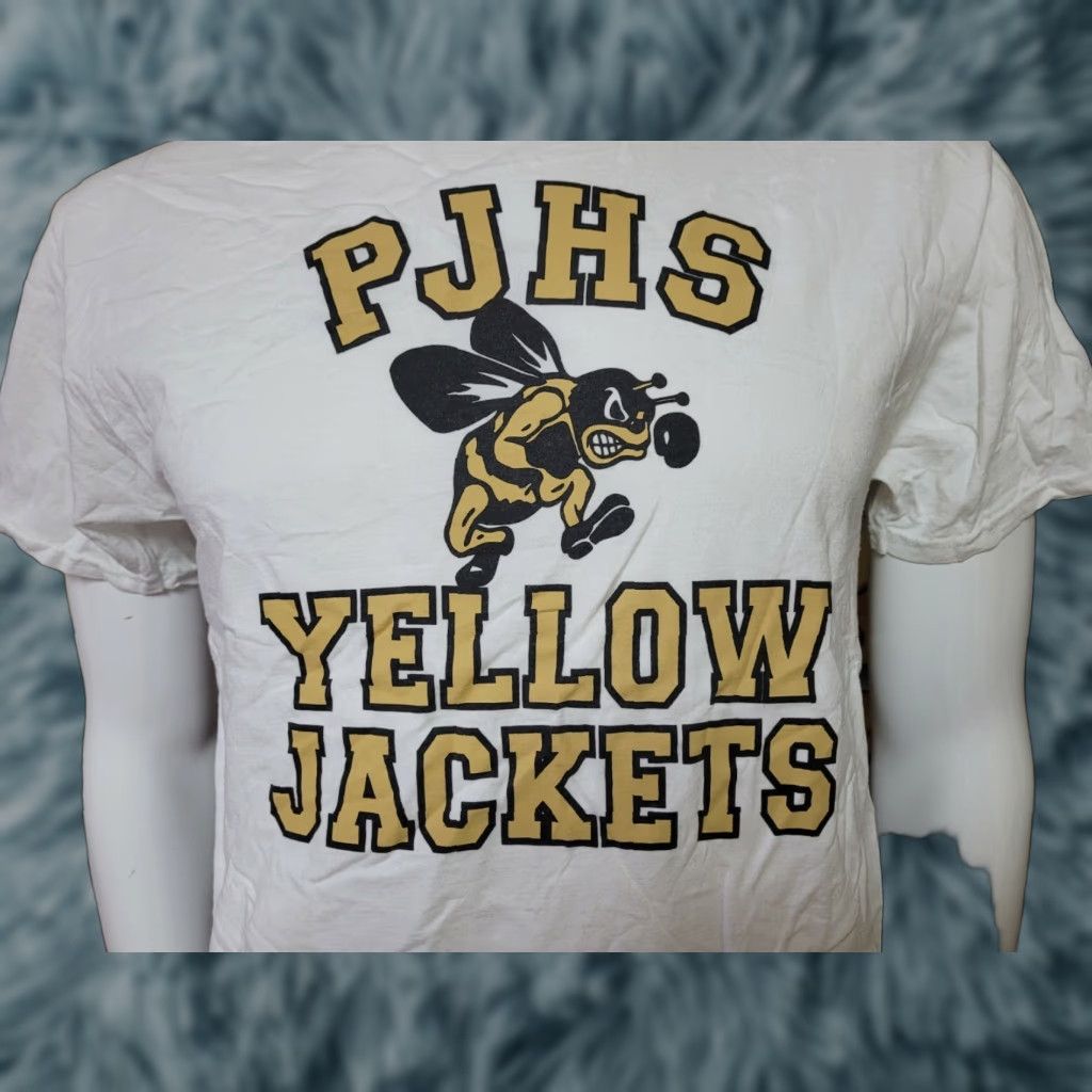 Jerzees Perrysburg OH Junior High School Yellowjackets T Shirt Medium White Jerzees 100% Cotton Graphic Tee Men Short Sleeve Size US M / EU 48-50 / 2 - 1 Thumbnail