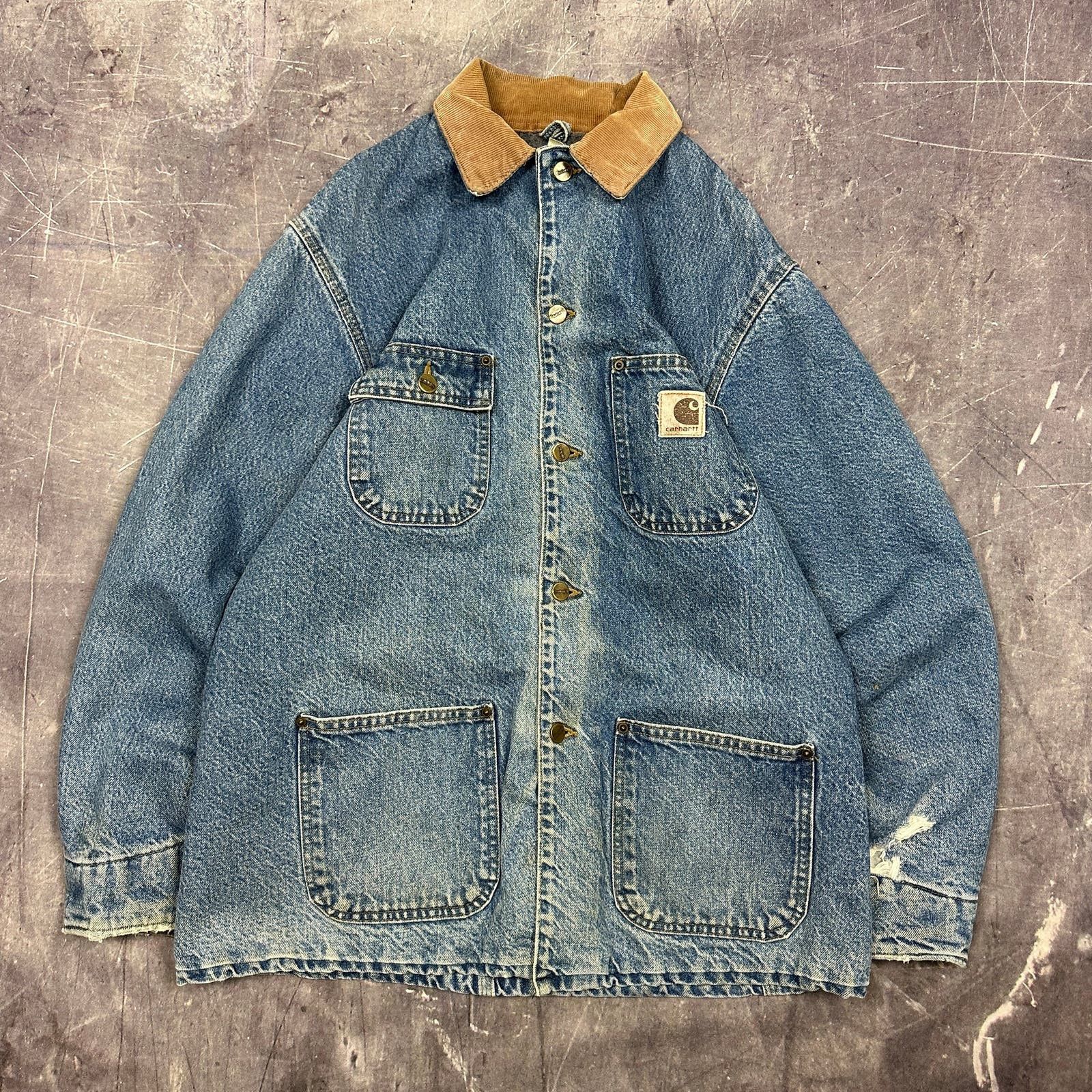 image of 90's Denim Carhartt Chore Barn Jacket L C12 in Blue, Men's (Size Large)