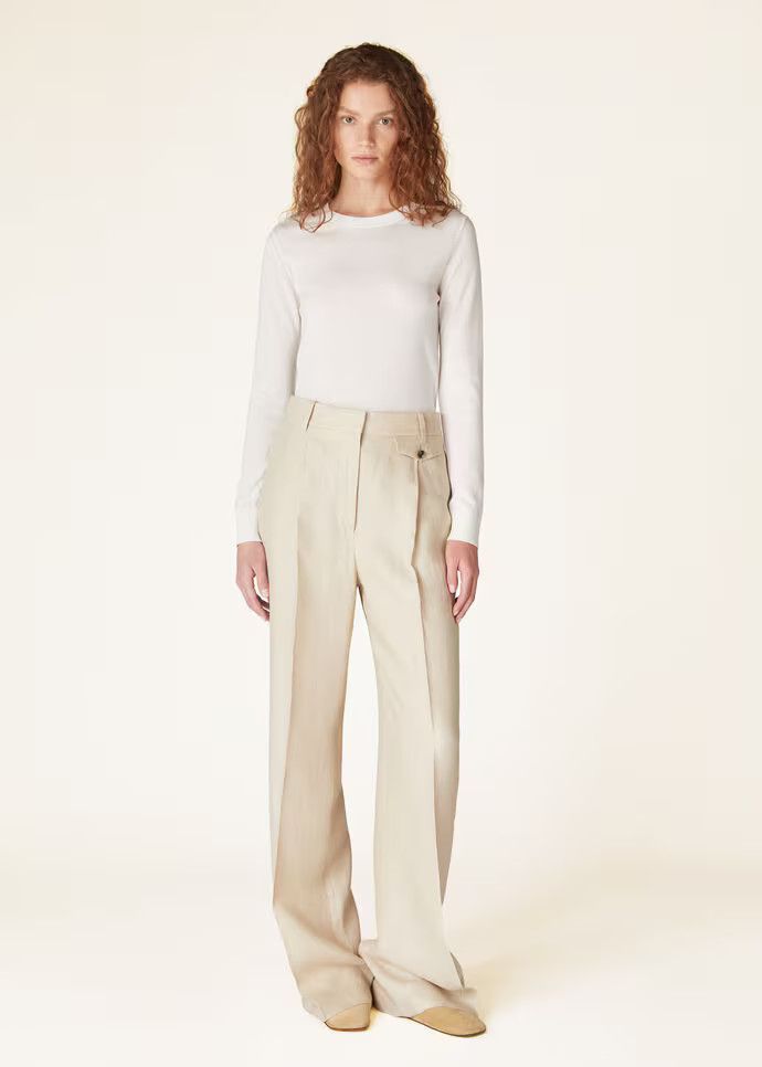 Loro Piana o1w1db10724 Neo Piuma Crew Neck Sweater in White Size XXL / US 16-18 / IT 52-54 - 3 Thumbnail