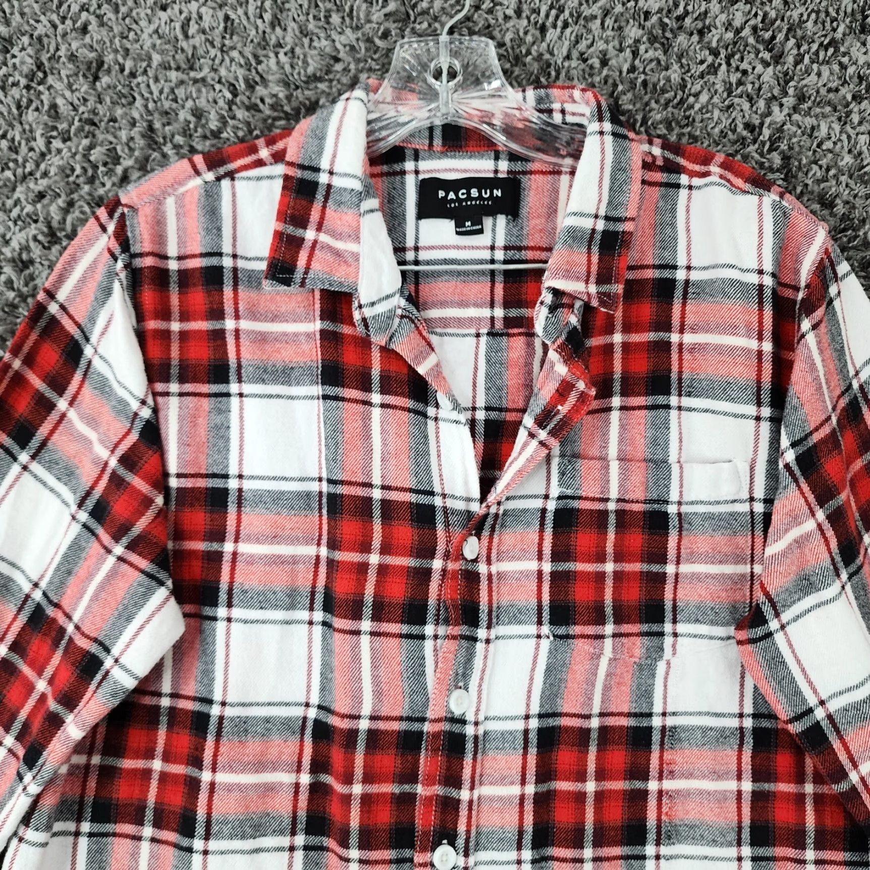 Pacsun PACSUN Shirt Men Long Sleeve Plaid Flannel Button-Up Red White Size M Size US M / EU 48-50 / 2 - 3 Thumbnail