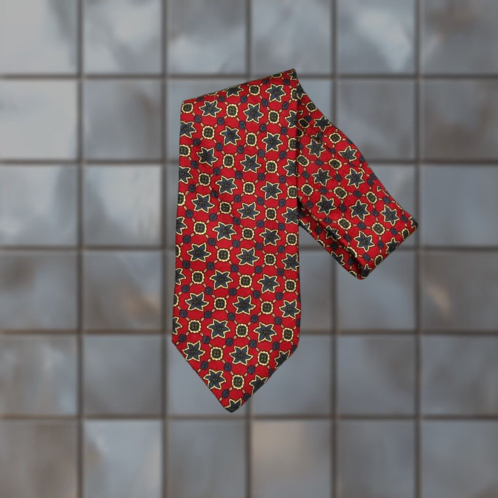 Abercrombie & Fitch VINTAGE Abercrombie & Fitch Tie Men Red Silk Neck Tie Handmade Classic 57"-60" One Size Geometric Abstract Preppy Retro Size ONE SIZE - 1 Thumbnail