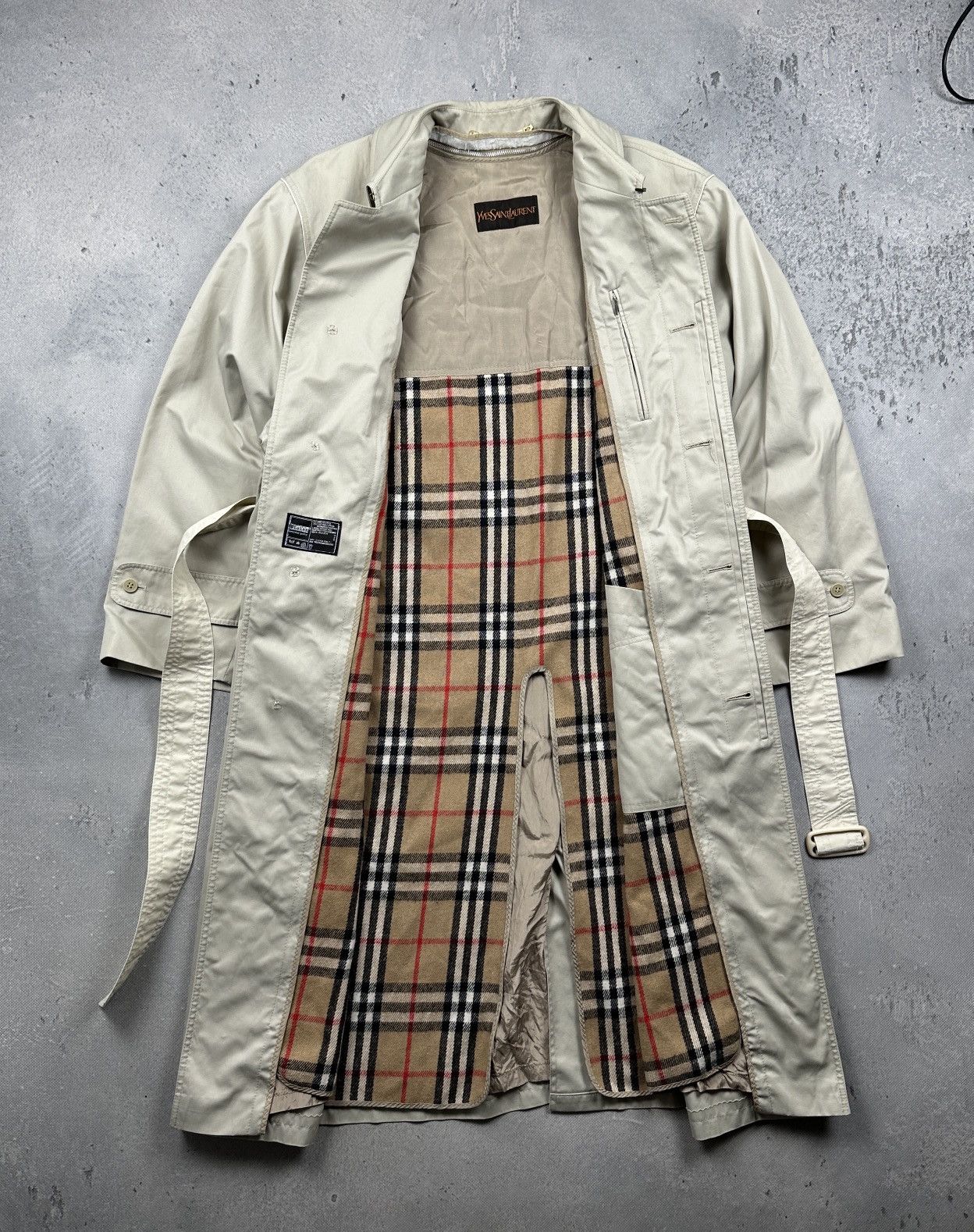 Yves Saint Laurent Yves Saint Laurent Trench Coat Beige Nova Check Lined 80s Size US L / EU 52-54 / 3 - 17 Thumbnail